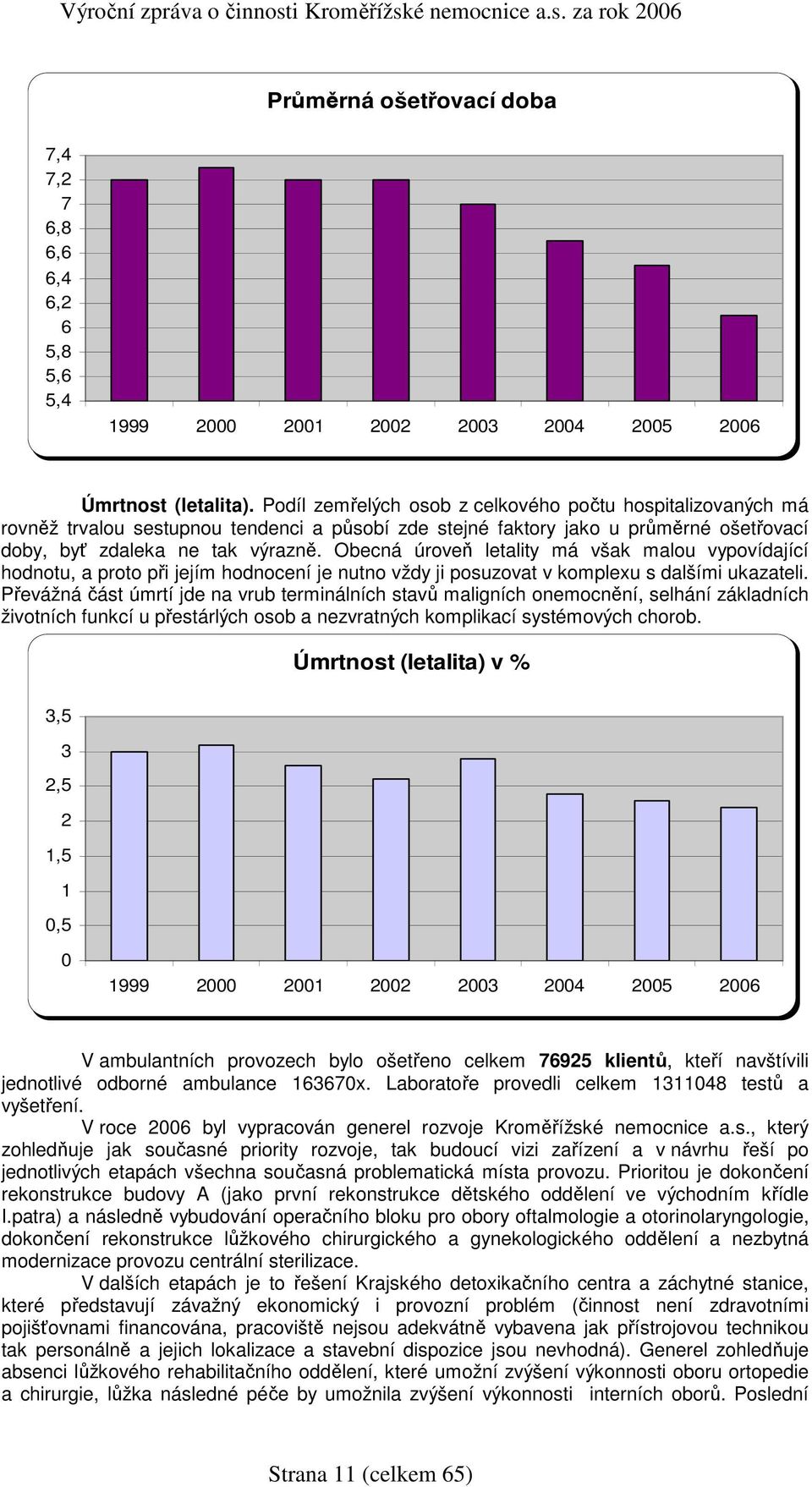 Obecná úroveň letality má však malou vypovídající hodnotu, a proto při jejím hodnocení je nutno vždy ji posuzovat v komplexu s dalšími ukazateli.