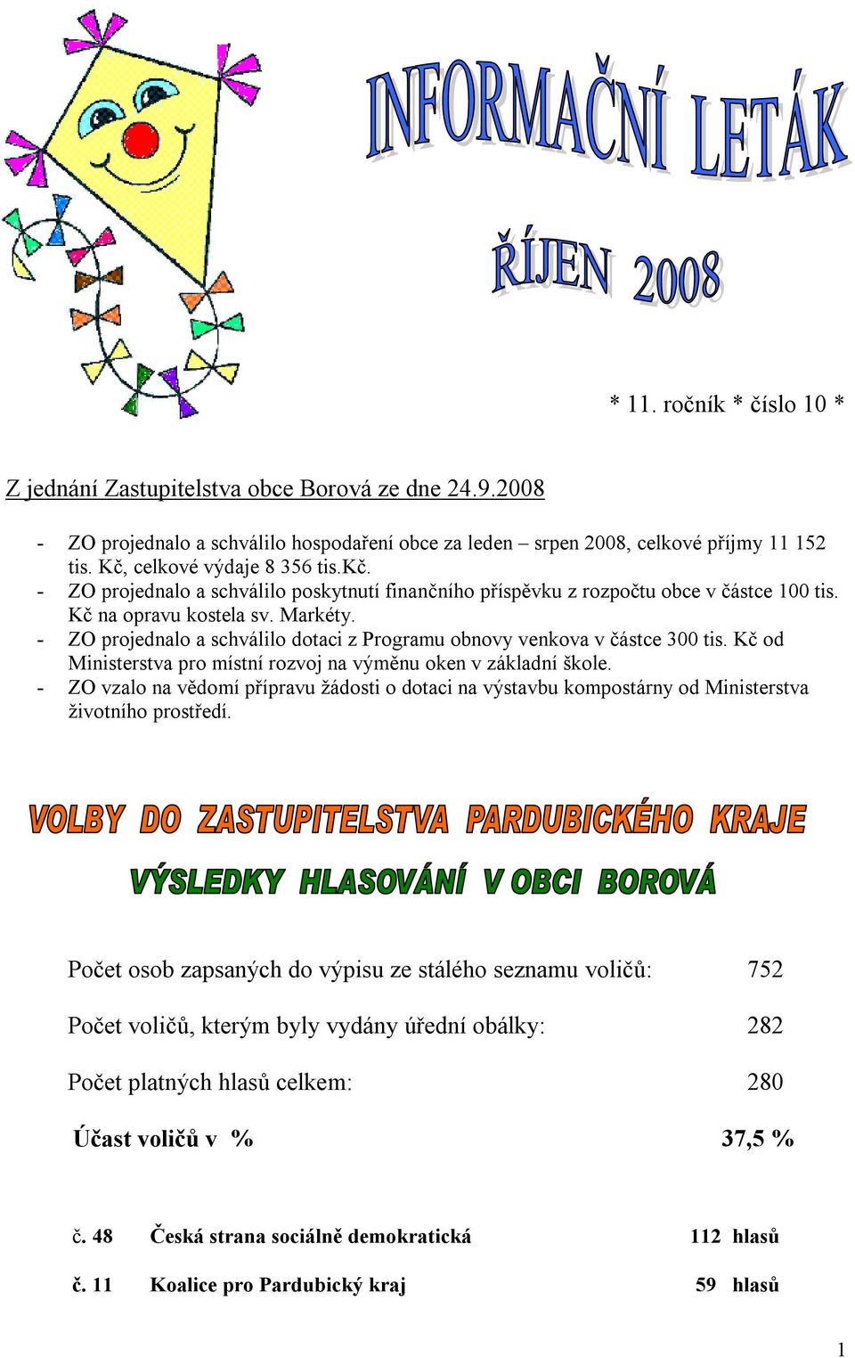 - ZO projednalo a schválilo dotaci z Programu obnovy venkova v částce 300 tis. Kč od Ministerstva pro místní rozvoj na výměnu oken v základní škole.