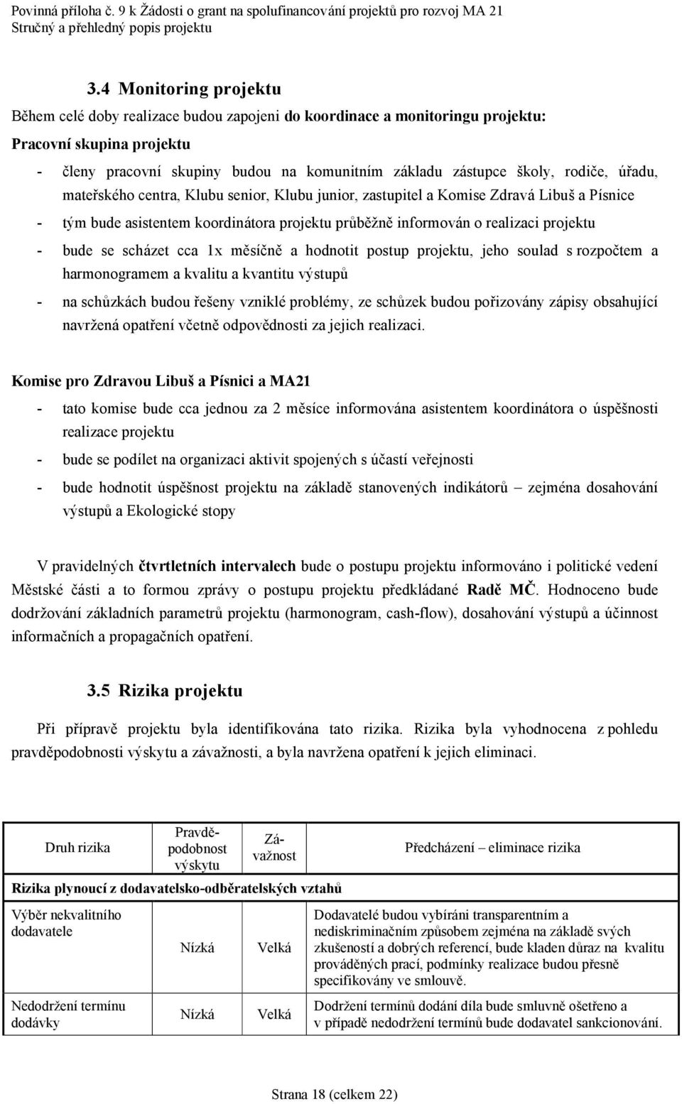 rodice, radu, materske ho centra, Klubu senior, Klubu junior, zastupitel a Komise Zdrava Libus a Pısnice - tym bude asistentem koordina tora projektu prubézné informova n o realizaci projektu - bude