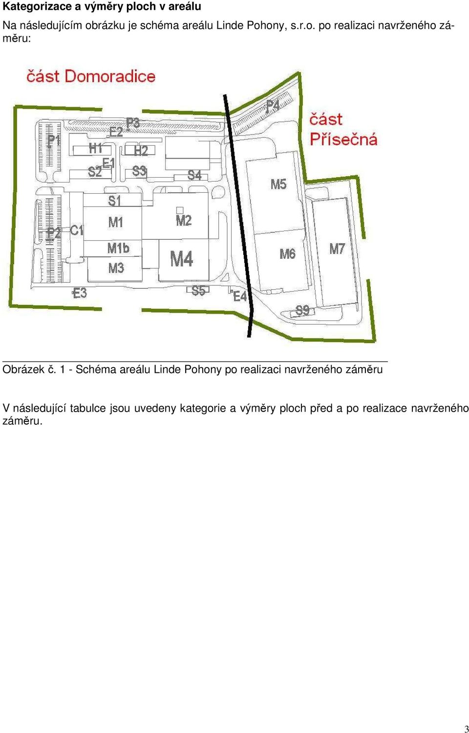 1 - Schéma areálu Linde Pohony po realizaci navrženého záměru V následující
