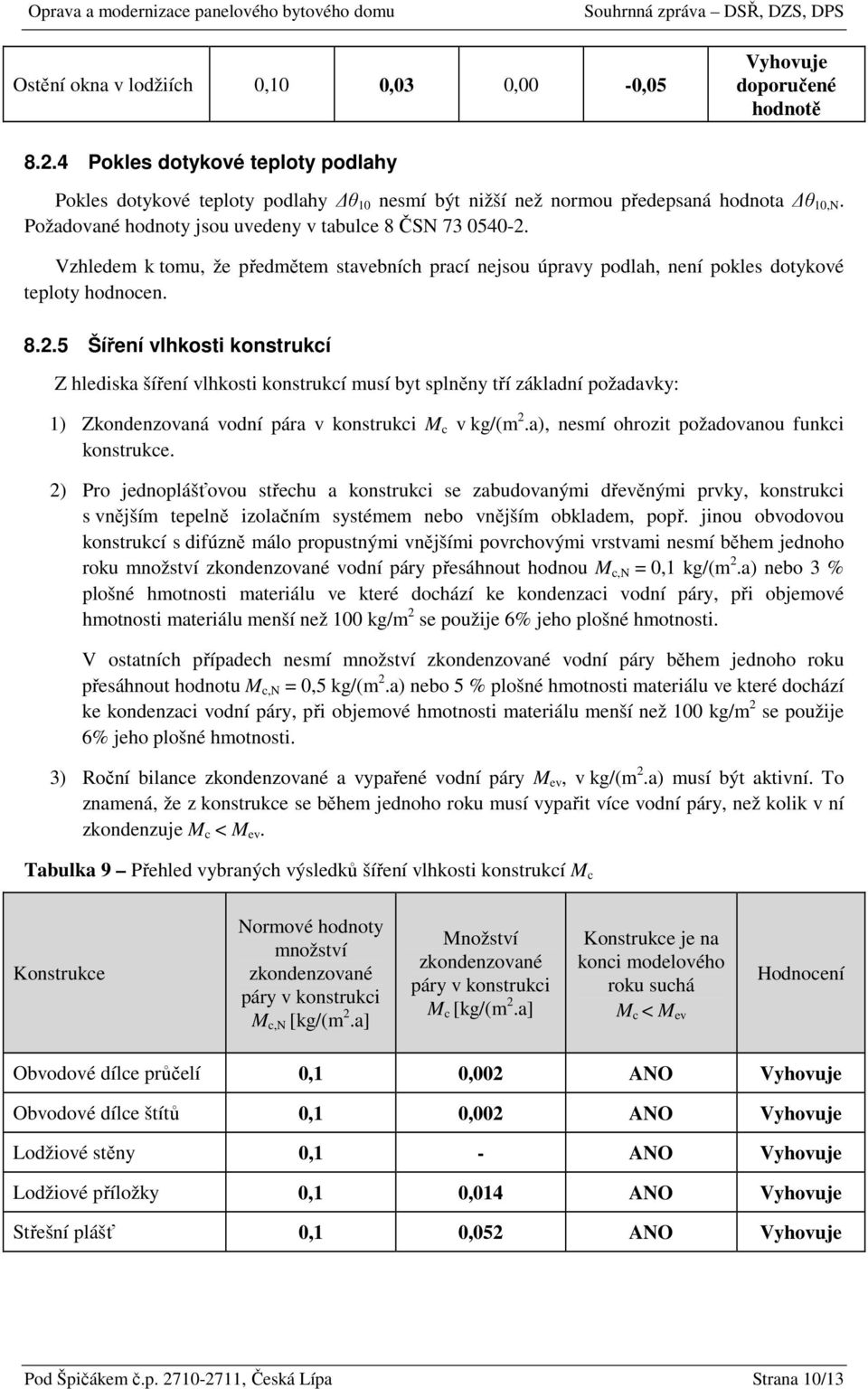 Vzhledem k tmu, že předmětem stavebních prací nejsu úpravy pdlah, není pkles dtykvé teplty hdncen. 8.2.