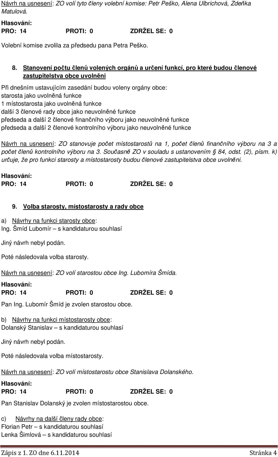 místostarosta jako uvolněná funkce další 3 členové rady obce jako neuvolněné funkce předseda a další 2 členové finančního výboru jako neuvolněné funkce předseda a další 2 členové kontrolního výboru