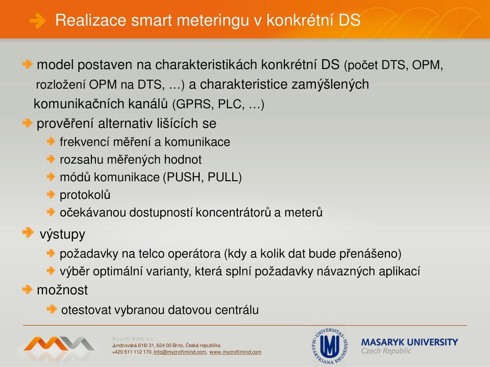 ených hodnot mód komunikace (PUSH, PULL) protokol ekávanou dostupností koncentrátor a meter výstupy požadavky na telco operátora (kdy