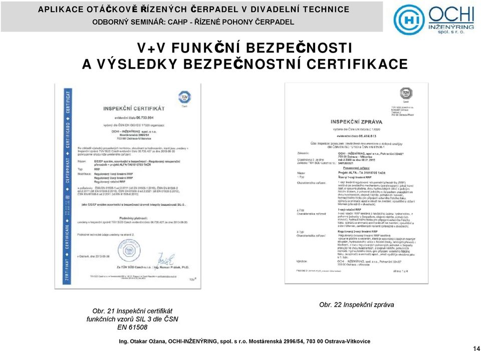 21 Inspekční certifikát funkčních