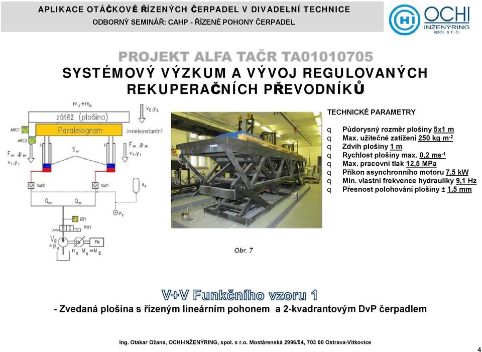 pracovnítlak 12,5 MPa q Příkon asynchronníhomotoru 7,5 kw q Min.