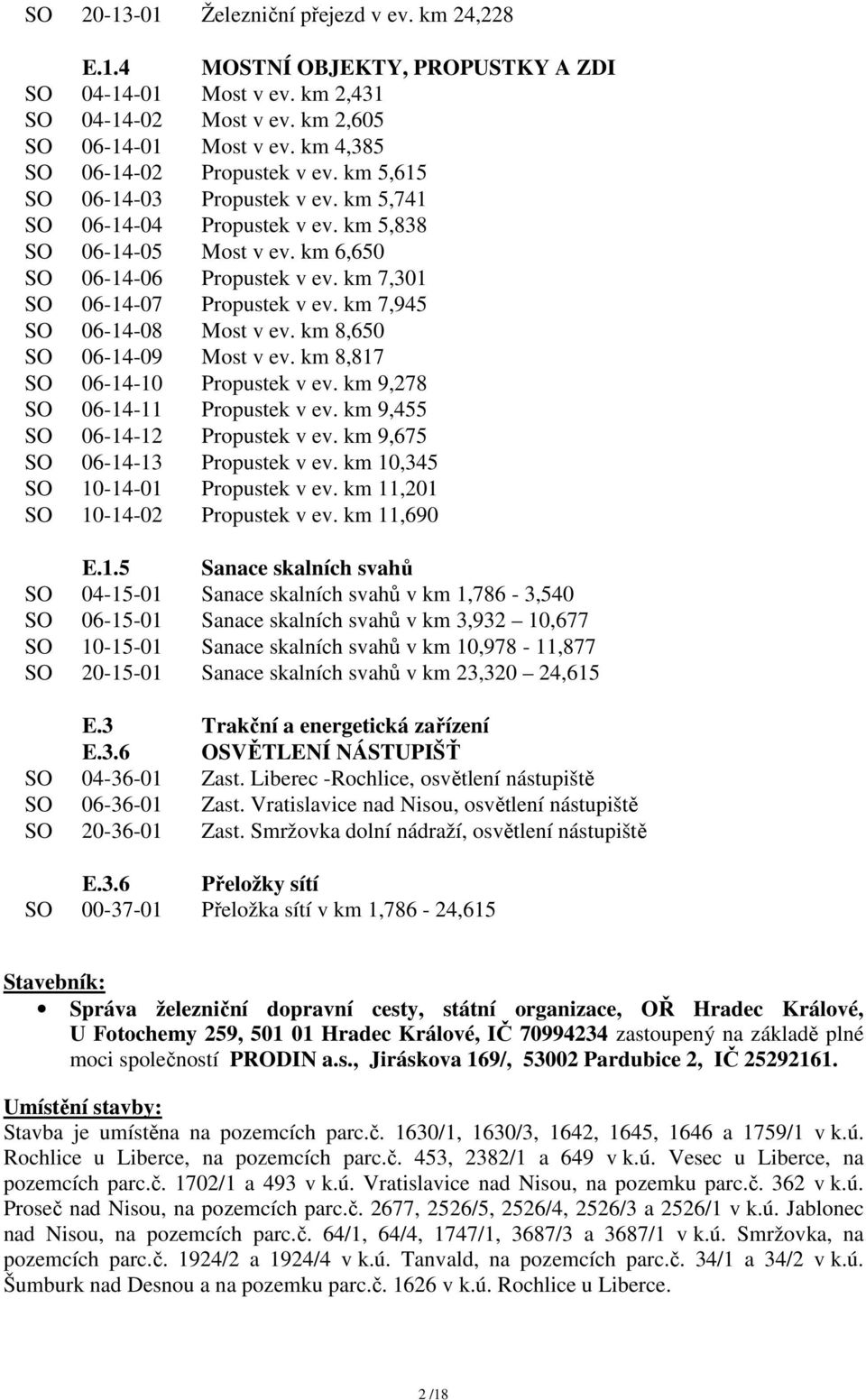 km 7,301 SO 06-14-07 Propustek v ev. km 7,945 SO 06-14-08 Most v ev. km 8,650 SO 06-14-09 Most v ev. km 8,817 SO 06-14-10 Propustek v ev. km 9,278 SO 06-14-11 Propustek v ev.