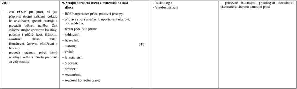 práci, která obsahuje veškerá témata probraná za celý ročník; 9.