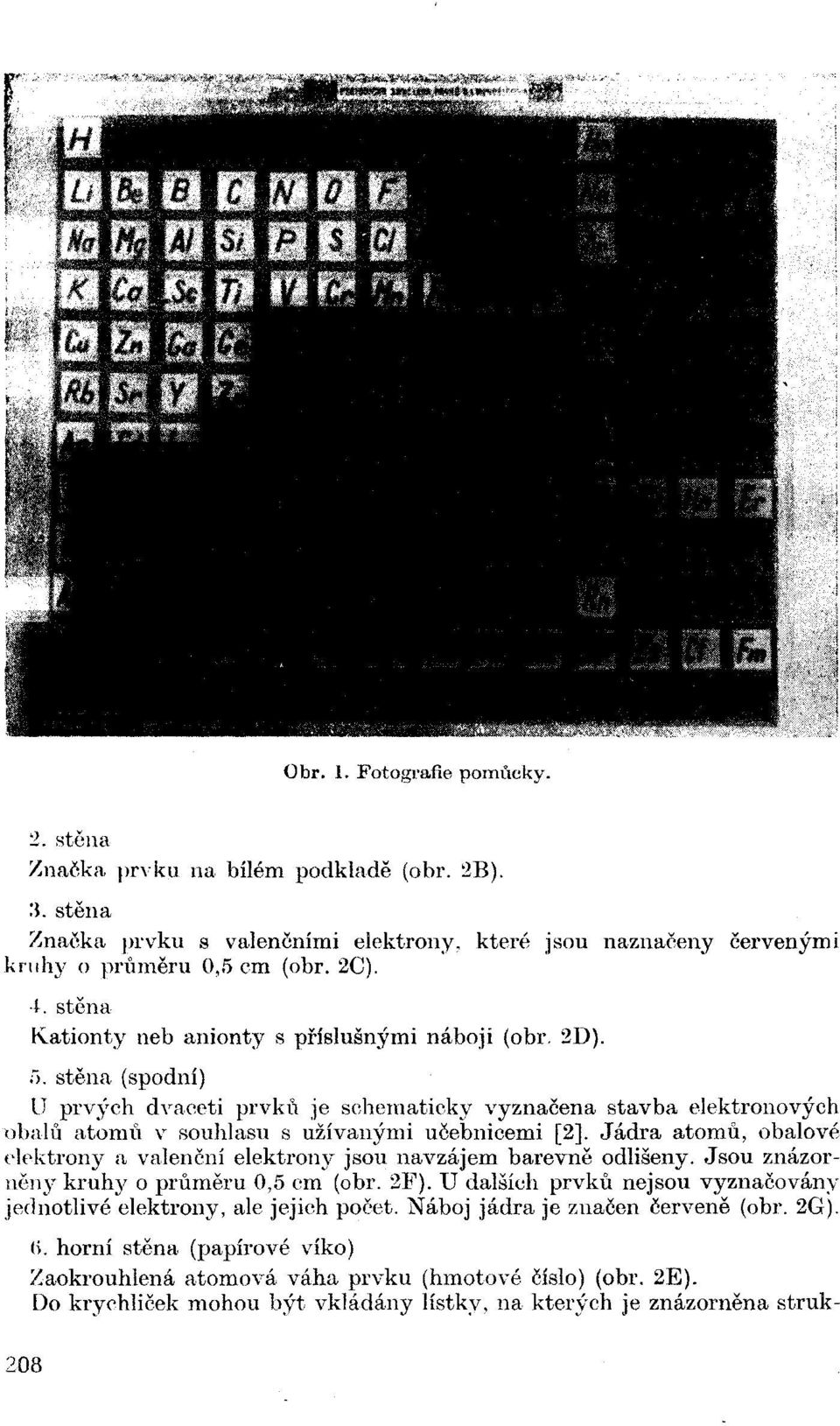 stěna (spodní) U prvých dvaceti prvků je schematicky vyznačena stavba elektronových obalů atomů v souhlasu s užívanými učebnicemi [2].