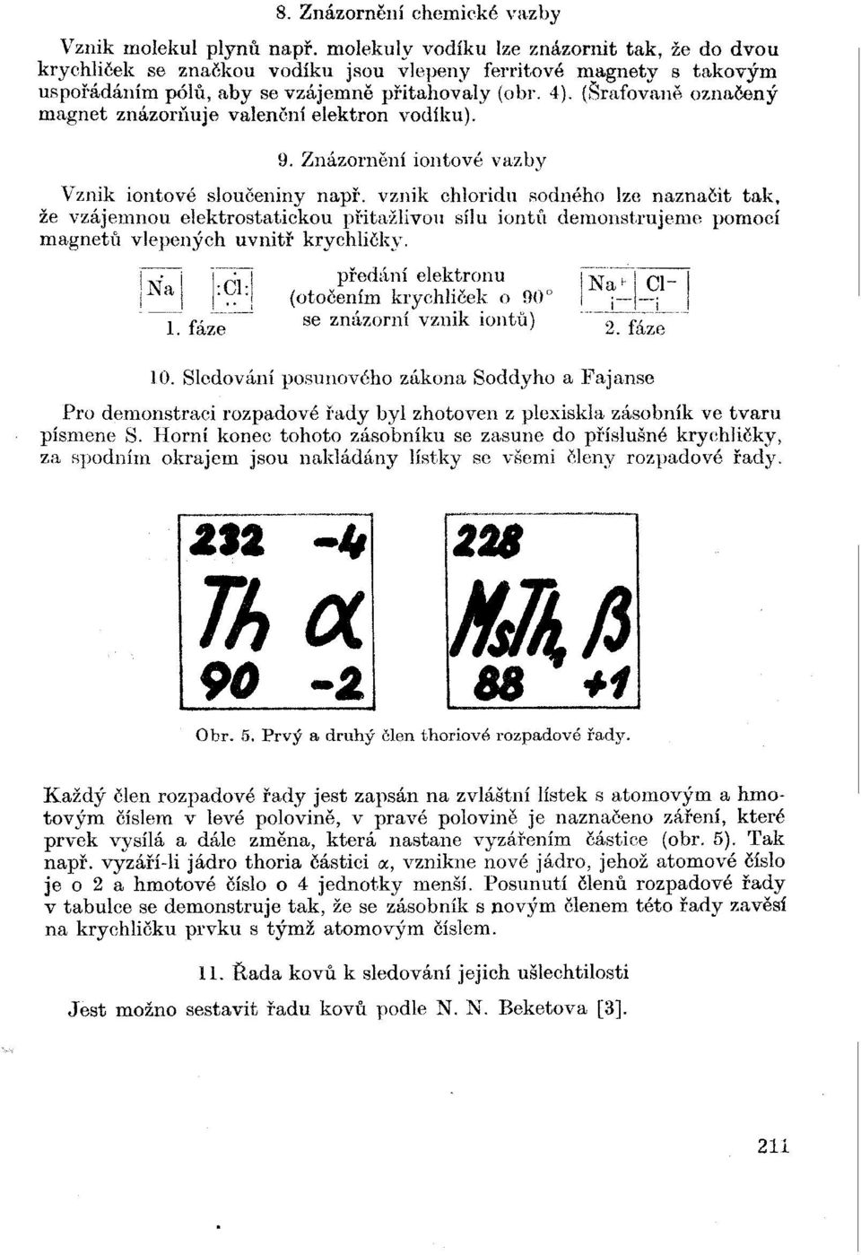 (Šrafovane označený magnet znázorňuje valenční elektron vodíku). 9. Znázornění iontové vazby Vznik iontové sloučeniny např.