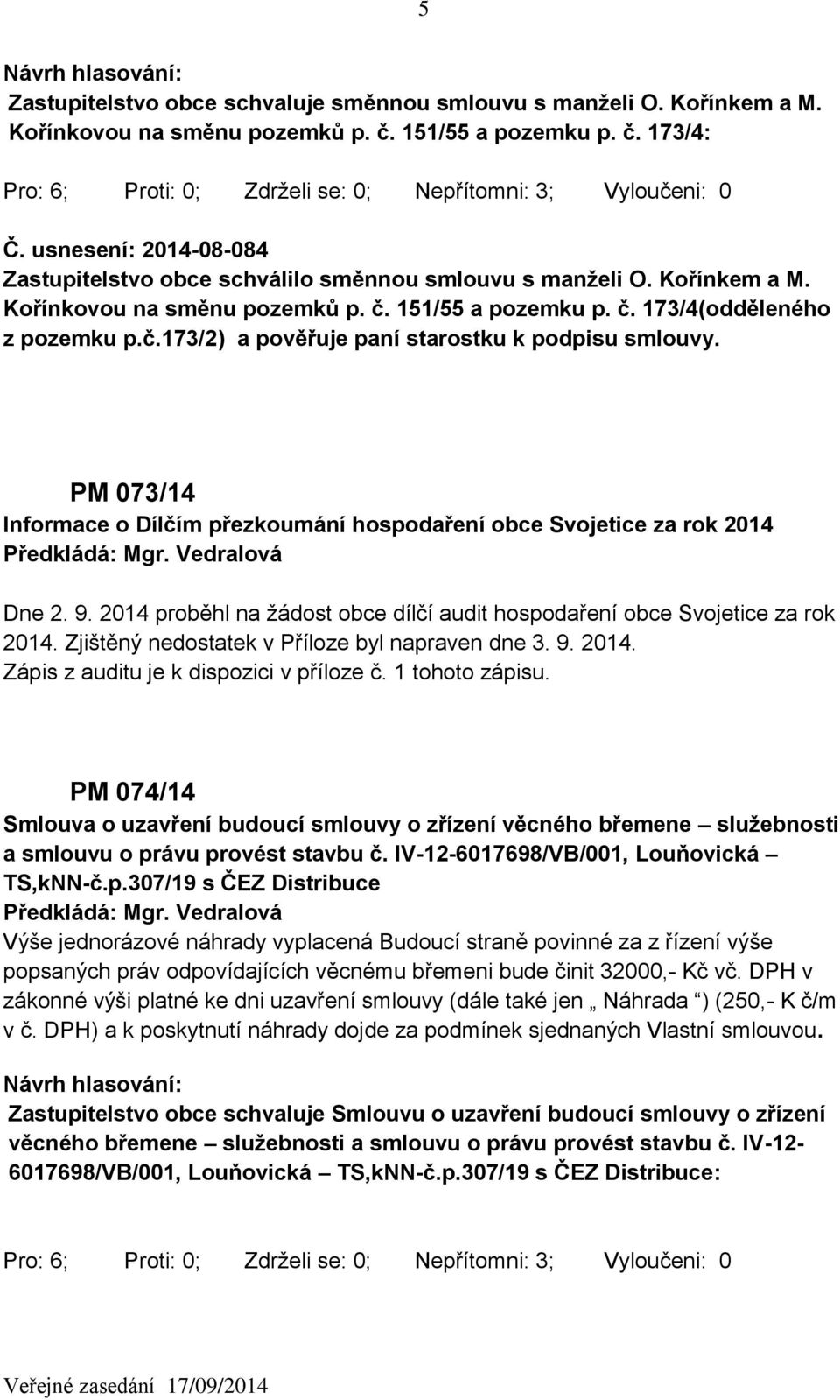 PM 073/14 Informace o Dílčím přezkoumání hospodaření obce Svojetice za rok 2014 Dne 2. 9. 2014 proběhl na žádost obce dílčí audit hospodaření obce Svojetice za rok 2014.