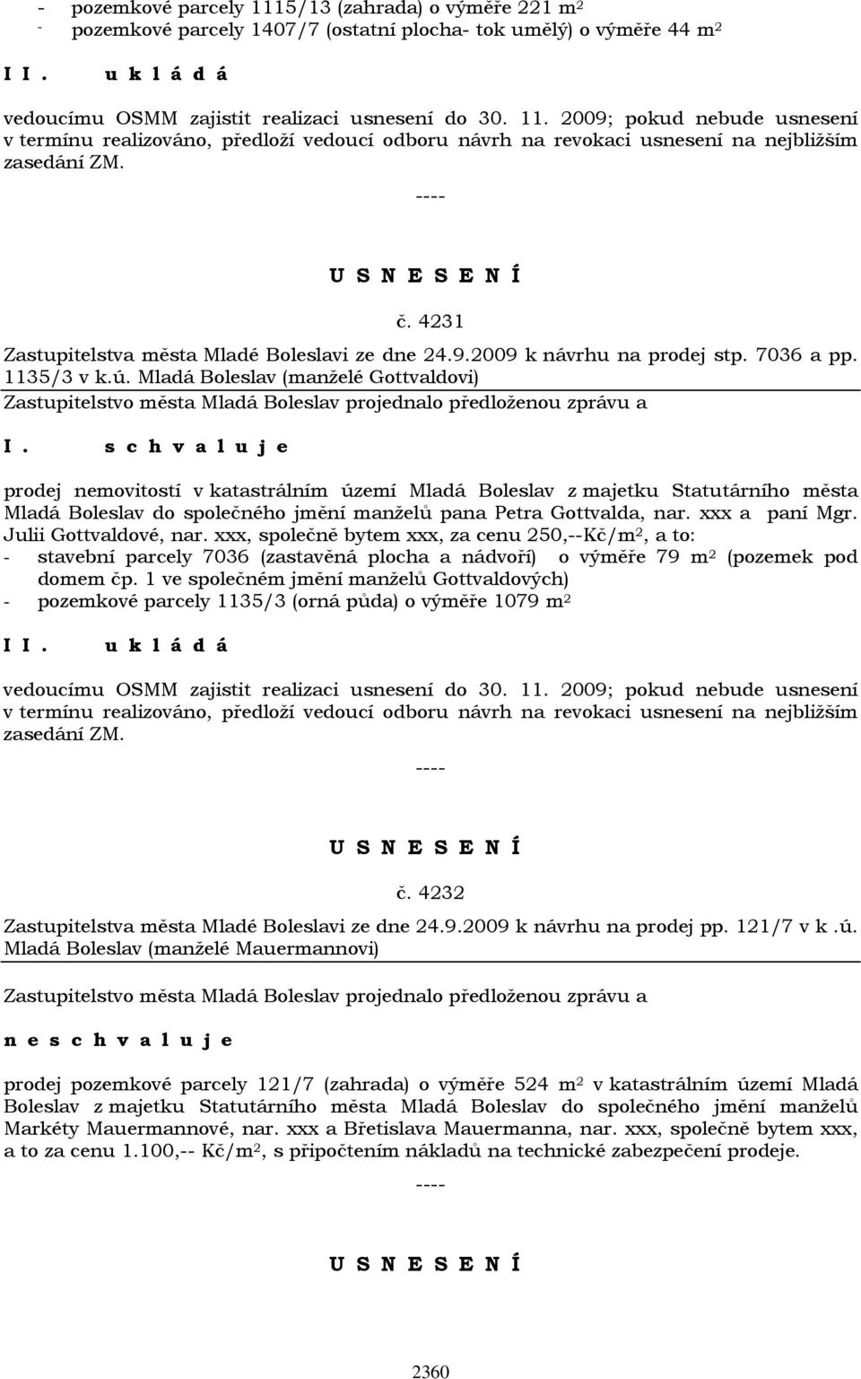 Mladá Boleslav (manželé Gottvaldovi) prodej nemovitostí v katastrálním území Mladá Boleslav z majetku Statutárního města Mladá Boleslav do společného jmění manželů pana Petra Gottvalda, nar.