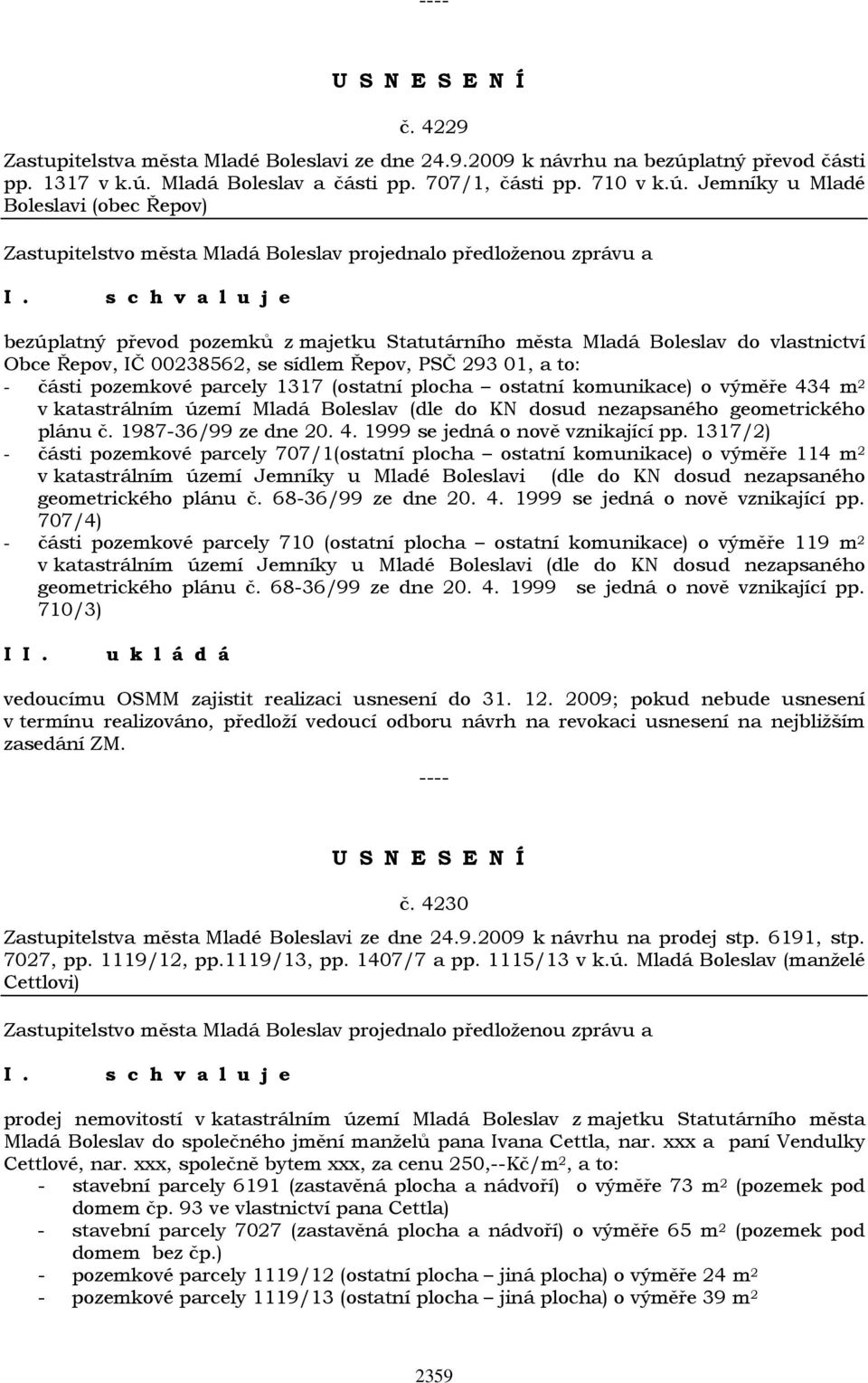 Mladá Boleslav a části pp. 707/1, části pp. 710 v k.ú.