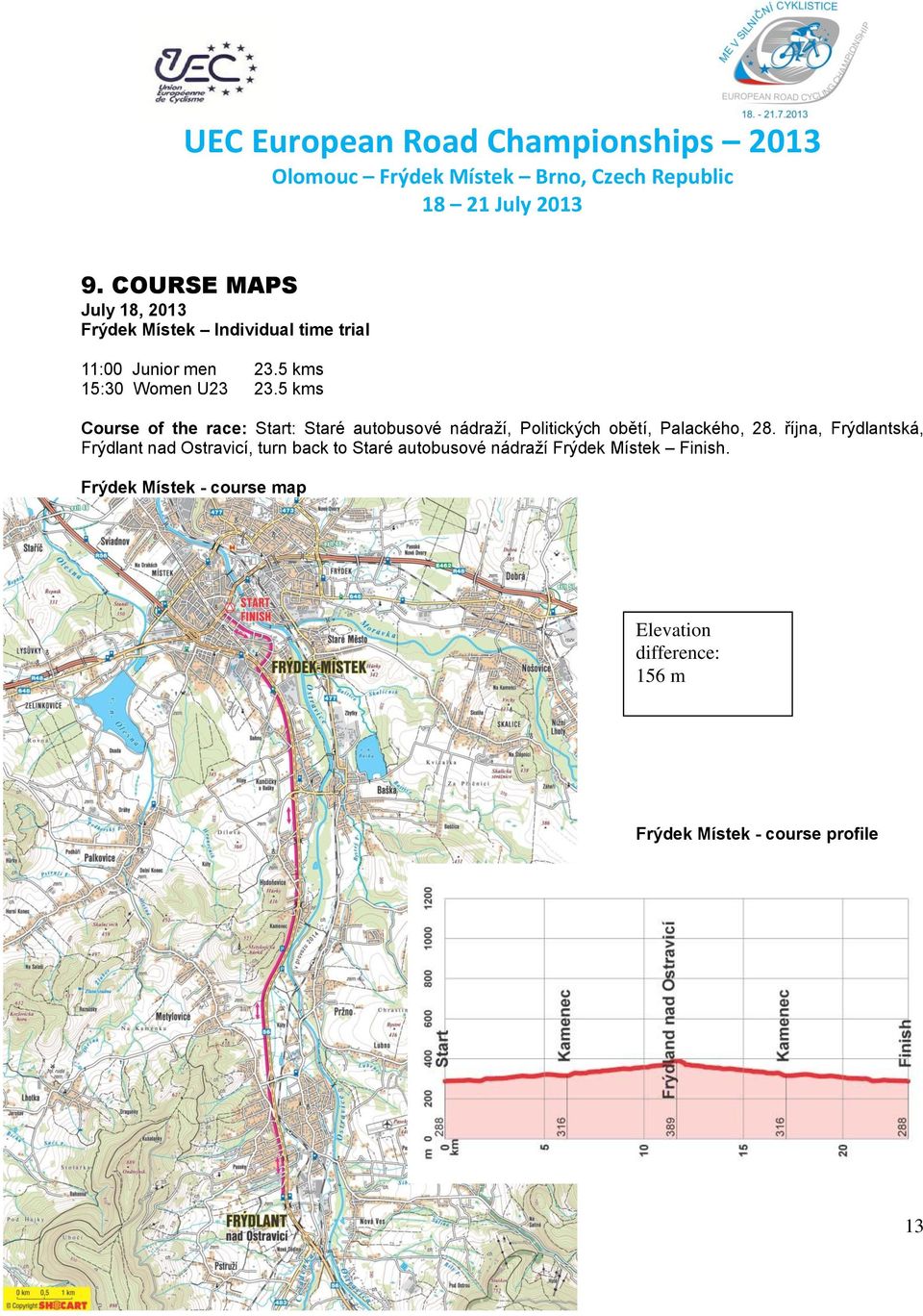 5 kms Course of the race: Start: Staré autobusové nádraží, Politických obětí, Palackého, 28.
