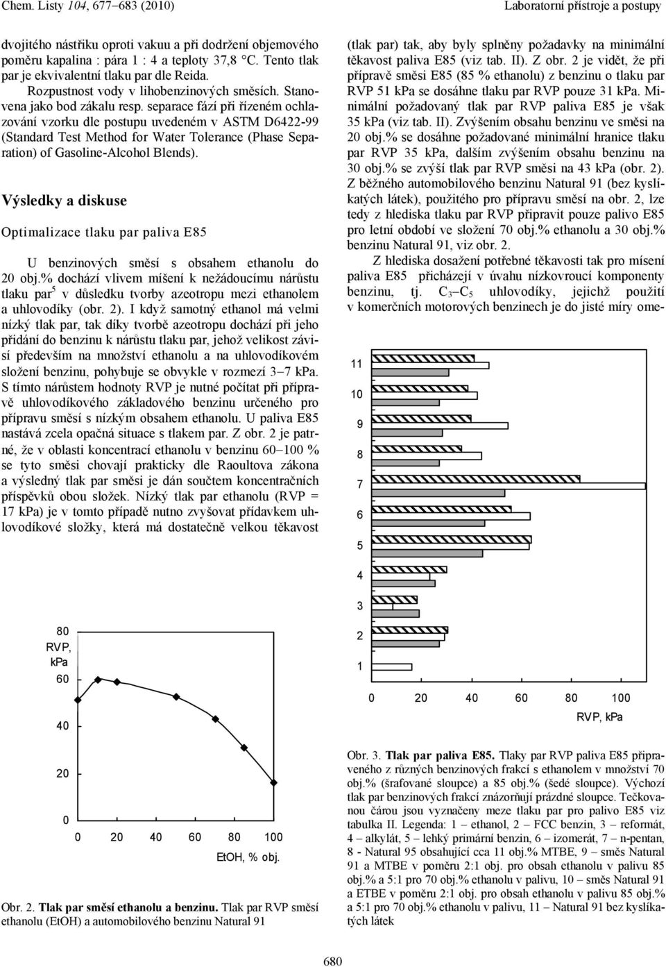 separace fází při řízeném ochlazování vzorku dle postupu uvedeném v ASTM D6422-99 (Standard Test Method for Water Tolerance (Phase Separation) of Gasoline-Alcohol Blends).