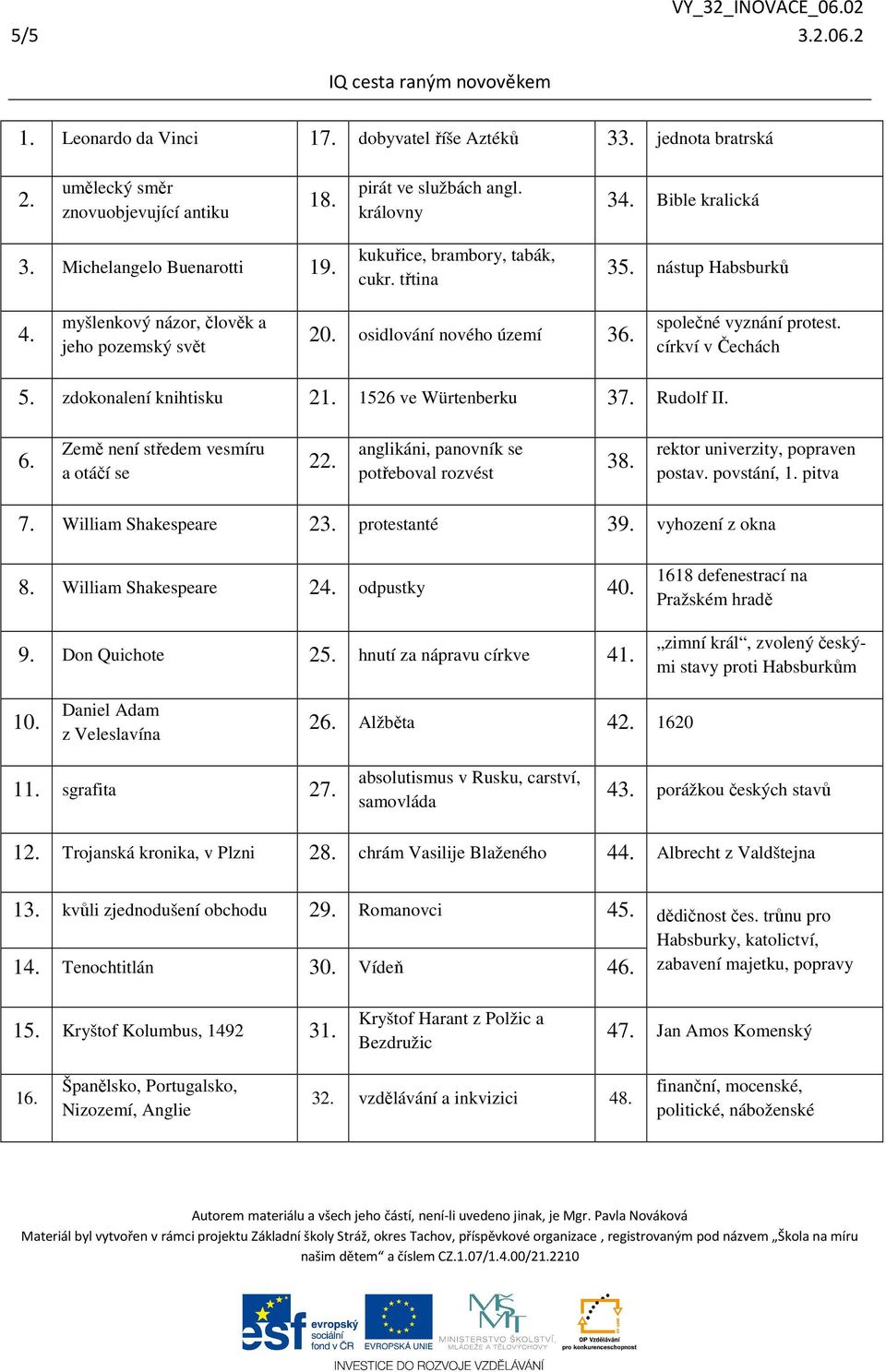 církví v Čechách 5. zdokonalení knihtisku 21. 1526 ve Würtenberku 37. Rudolf II. 6. Země není středem vesmíru a otáčí se 22. anglikáni, panovník se potřeboval rozvést 38.