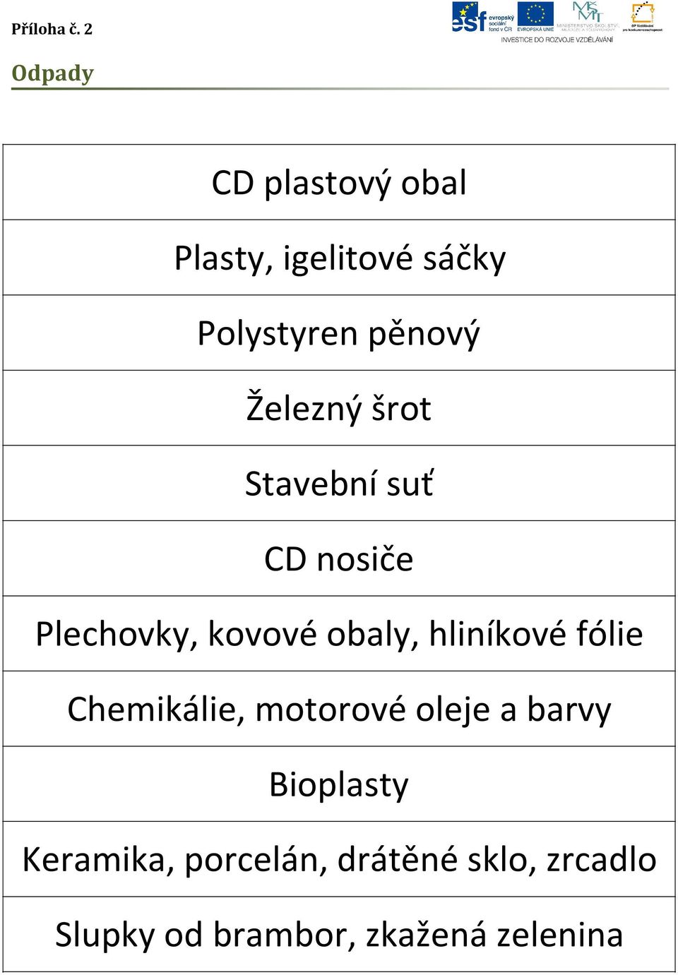 Železný šrot Stavební suť CD nosiče Plechovky, kovové obaly,