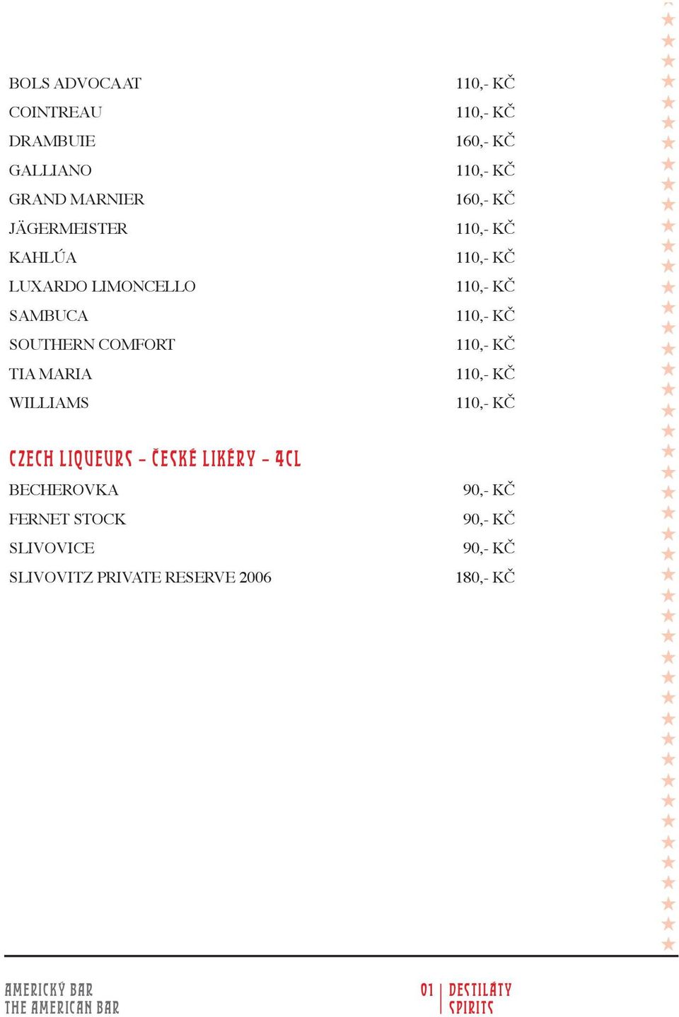 160,- Kč Czech liqueurs České likéry 4cl Becherovka Fernet Stock Slivovice