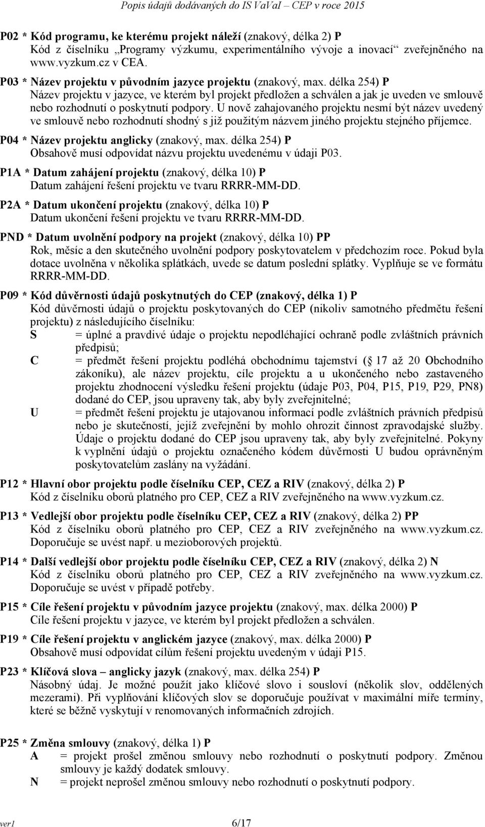 délka 254) P Název projektu v jazyce, ve kterém byl projekt předložen a schválen a jak je uveden ve smlouvě nebo rozhodnutí o poskytnutí podpory.