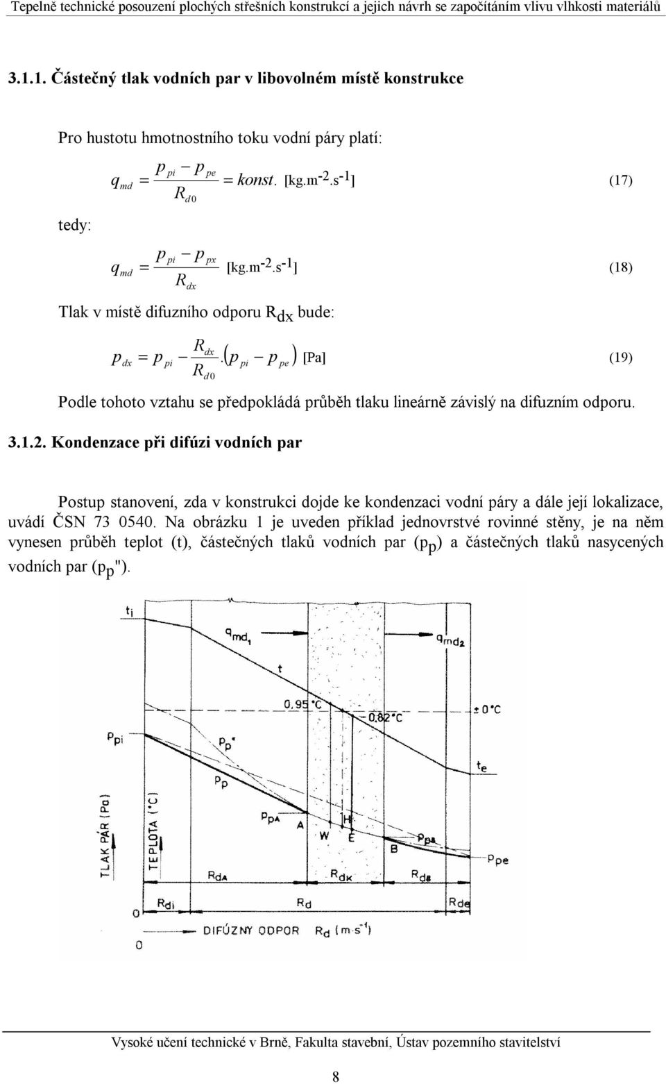 Rd 0 ( ) i e [Pa] (19) Podle tohoto vztahu se ředokládá růběh tlaku lineárně závislý na difuzním odoru. 3.1.2.