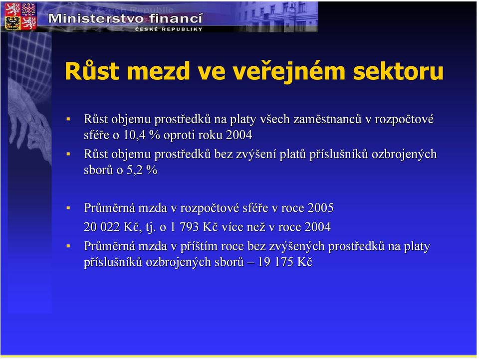 5,2 % Průměrná mzda v rozpočtové sféře v roce 2005 20 022 Kč, tj.