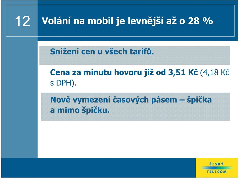 Cena za minutu hovoru již od 3,51 Kč (4,18