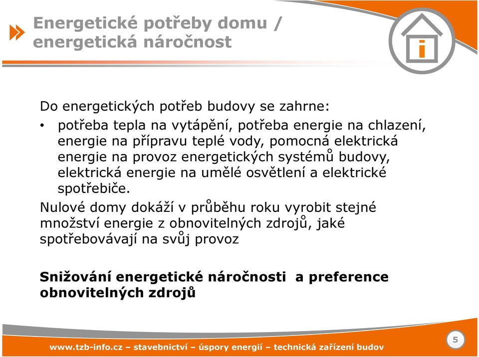 elektrická energie na umělé osvětlení a elektrické spotřebiče.