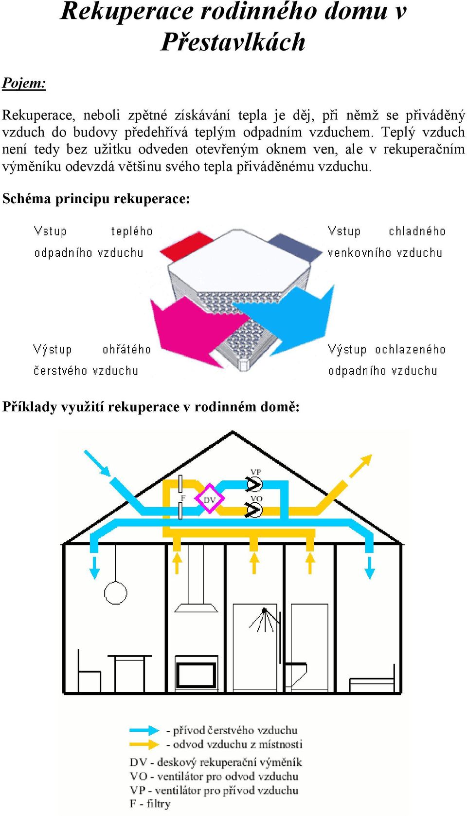 Teplý vzduch není tedy bez užitku dveden tevřeným knem ven, ale v rekuperačním výměníku