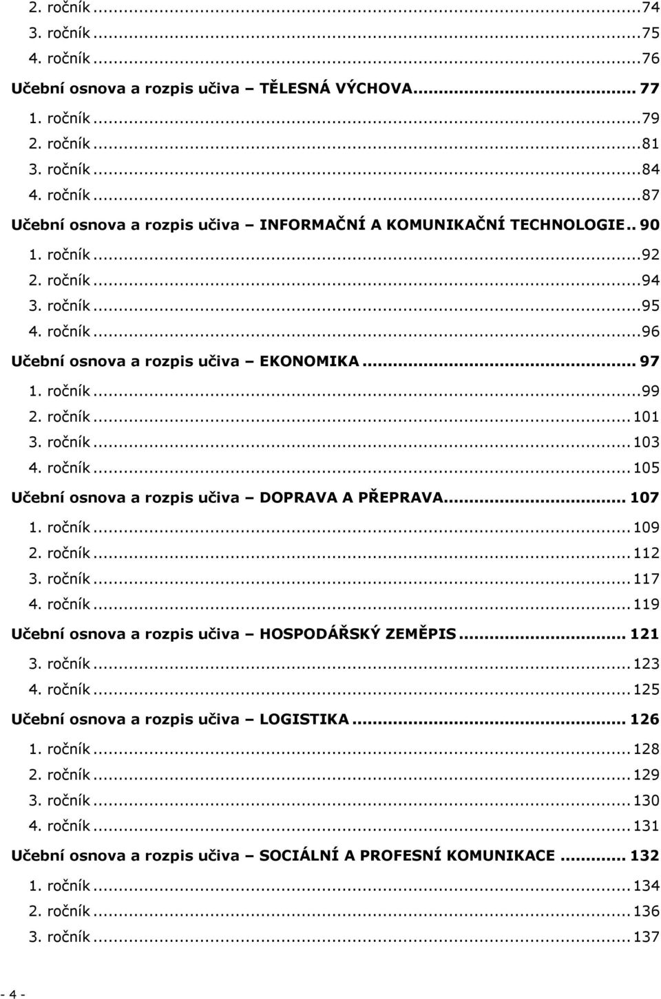 .. 107 1. ročník... 109 2. ročník... 112 3. ročník... 117 4. ročník... 119 Učební osnova a rozpis učiva HOSPODÁŘSKÝ ZEMĚPIS... 121 3. ročník... 123 4. ročník... 125 Učební osnova a rozpis učiva LOGISTIKA.