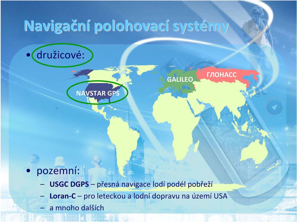 DGPS přesnánavigace lodípodél pobřeží Loran-C