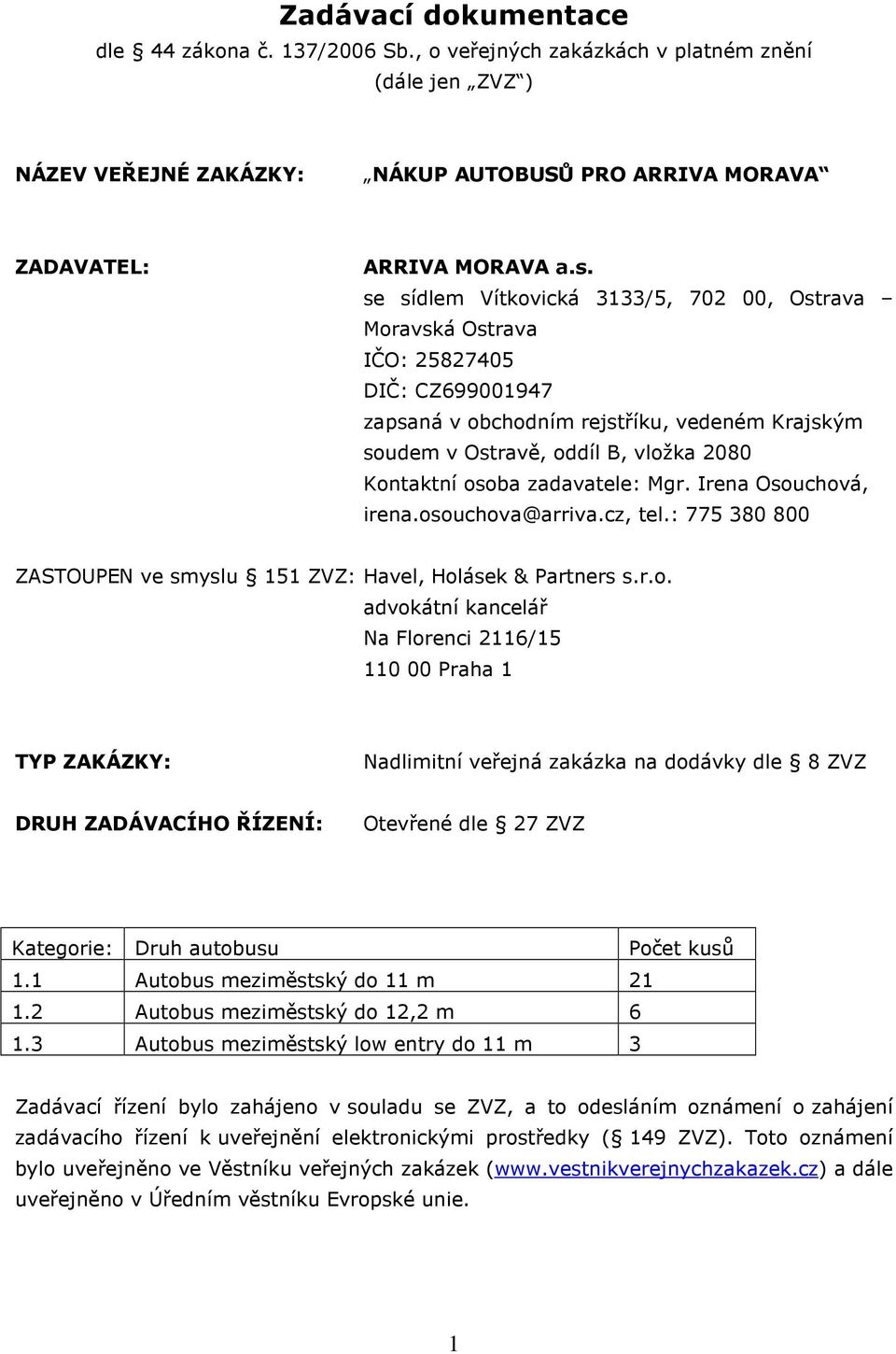 zadavatele: Mgr. Irena Osou