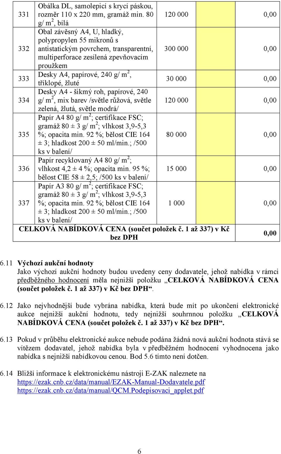 papírové, 240 g/ m 2, tříklopé, žluté 30 000 0,00 334 Desky A4 - šikmý roh, papírové, 240 g/ m 2, mix barev /světle růžová, světle 120 000 0,00 zelená, žlutá, světle modrá/ 335 Papír A4 80 g/ m 2 ;