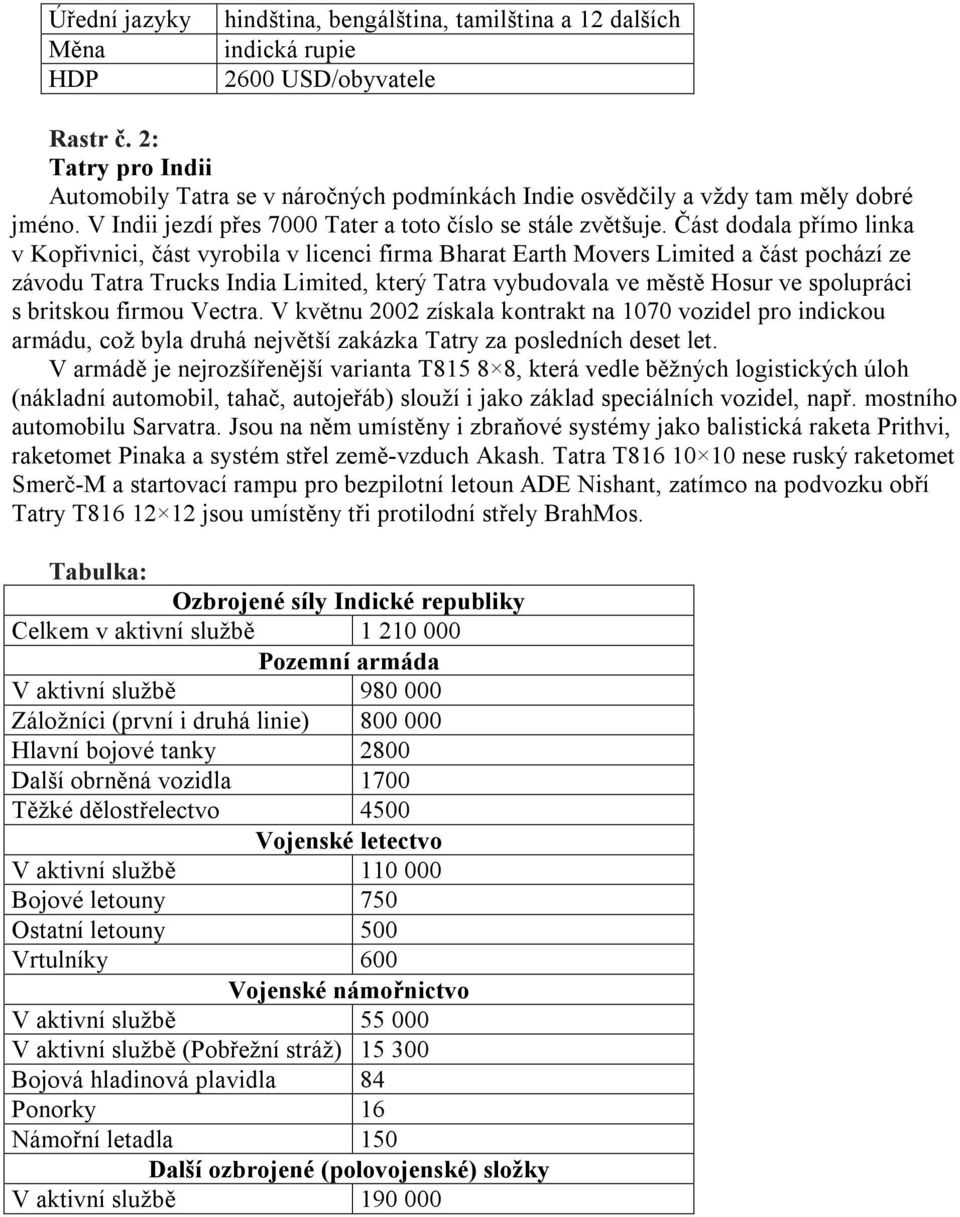 Část dodala přímo linka v Kopřivnici, část vyrobila v licenci firma Bharat Earth Movers Limited a část pochází ze závodu Tatra Trucks India Limited, který Tatra vybudovala ve městě Hosur ve