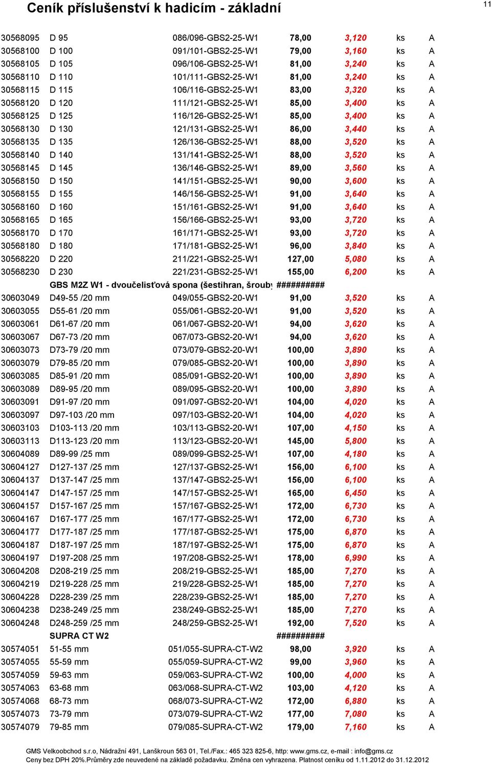 86,00 3,440 ks A 30568135 D 135 126/136-GBS2-25-W1 88,00 3,520 ks A 30568140 D 140 131/141-GBS2-25-W1 88,00 3,520 ks A 30568145 D 145 136/146-GBS2-25-W1 89,00 3,560 ks A 30568150 D 150
