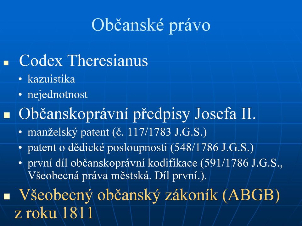 ) patent o dědické posloupnosti (548/1786 J.G.S.