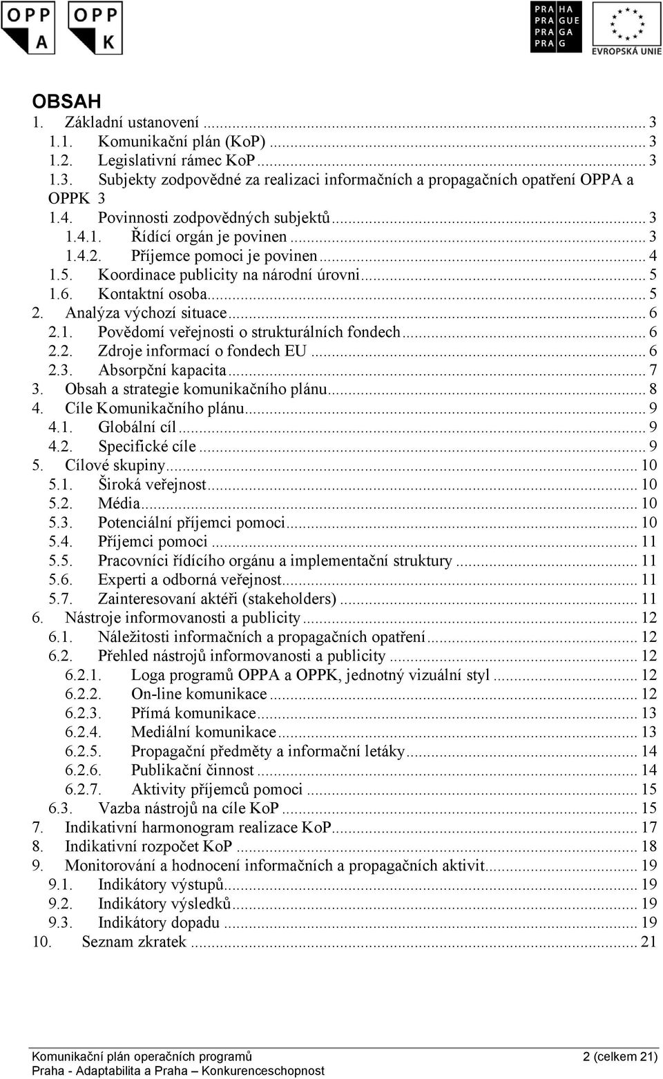 Analýza výchozí situace... 6 2.1. Povědomí veřejnosti o strukturálních fondech... 6 2.2. Zdroje informací o fondech EU... 6 2.3. Absorpční kapacita... 7 3. Obsah a strategie komunikačního plánu... 8 4.