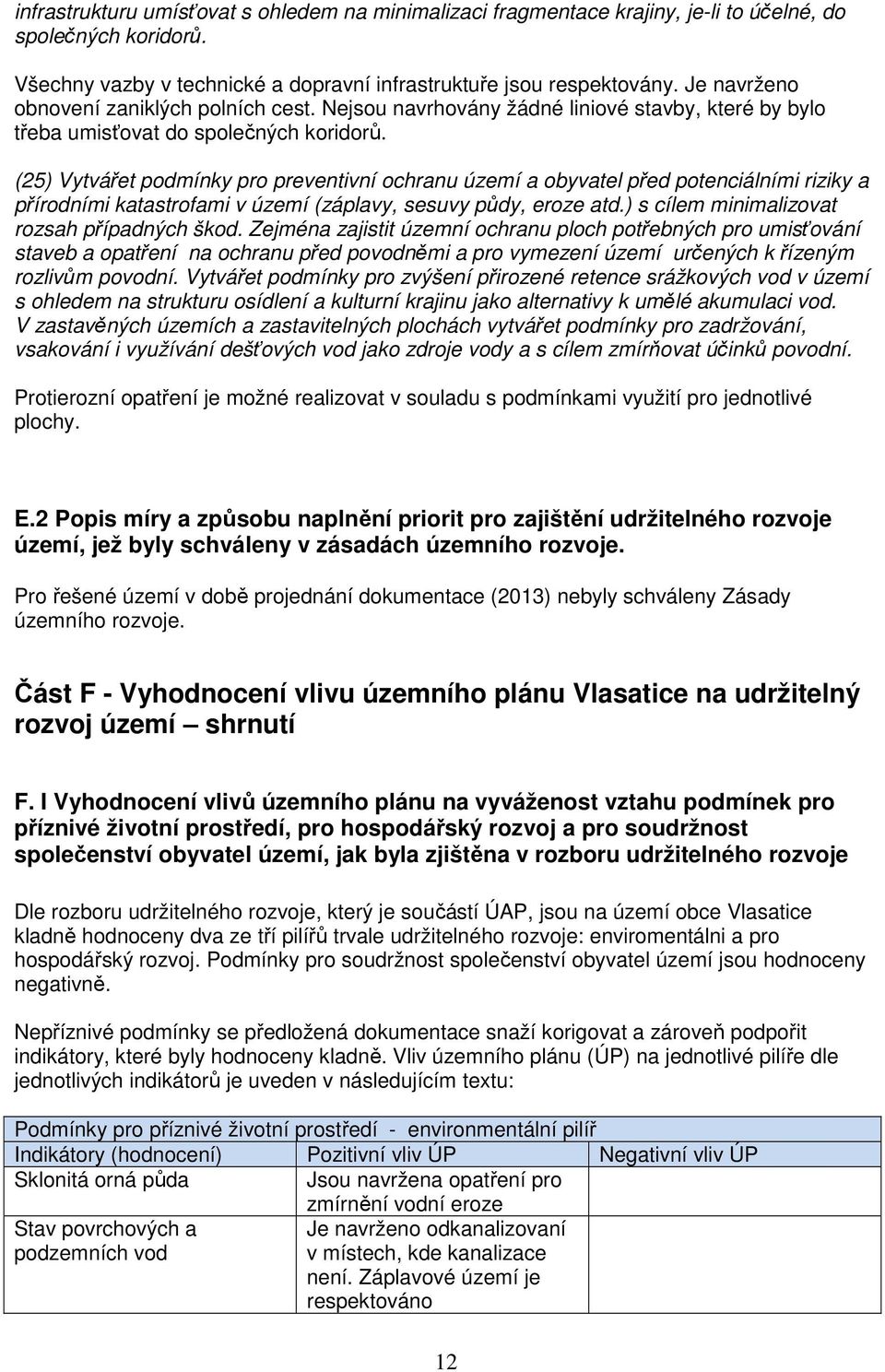 (25) Vytvářet podmínky pro preventivní ochranu území a obyvatel před potenciálními riziky a přírodními katastrofami v území (záplavy, sesuvy půdy, eroze atd.