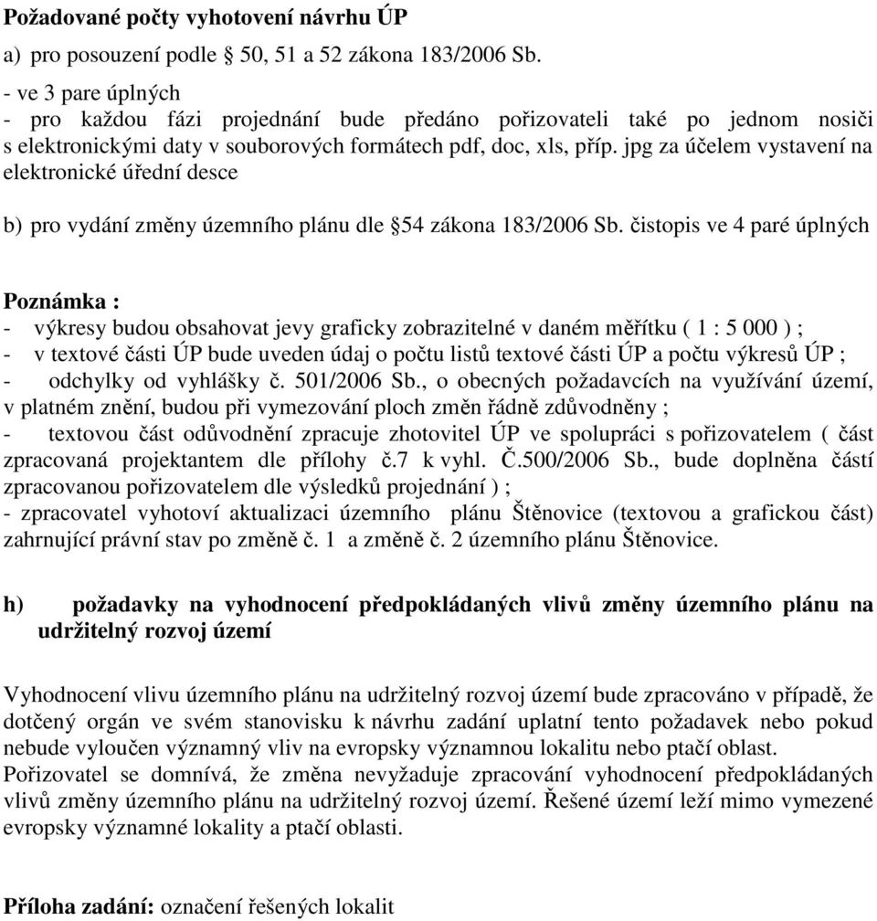 jpg za účelem vystavení na elektronické úřední desce b) pro vydání změny územního plánu dle 54 zákona 183/2006 Sb.