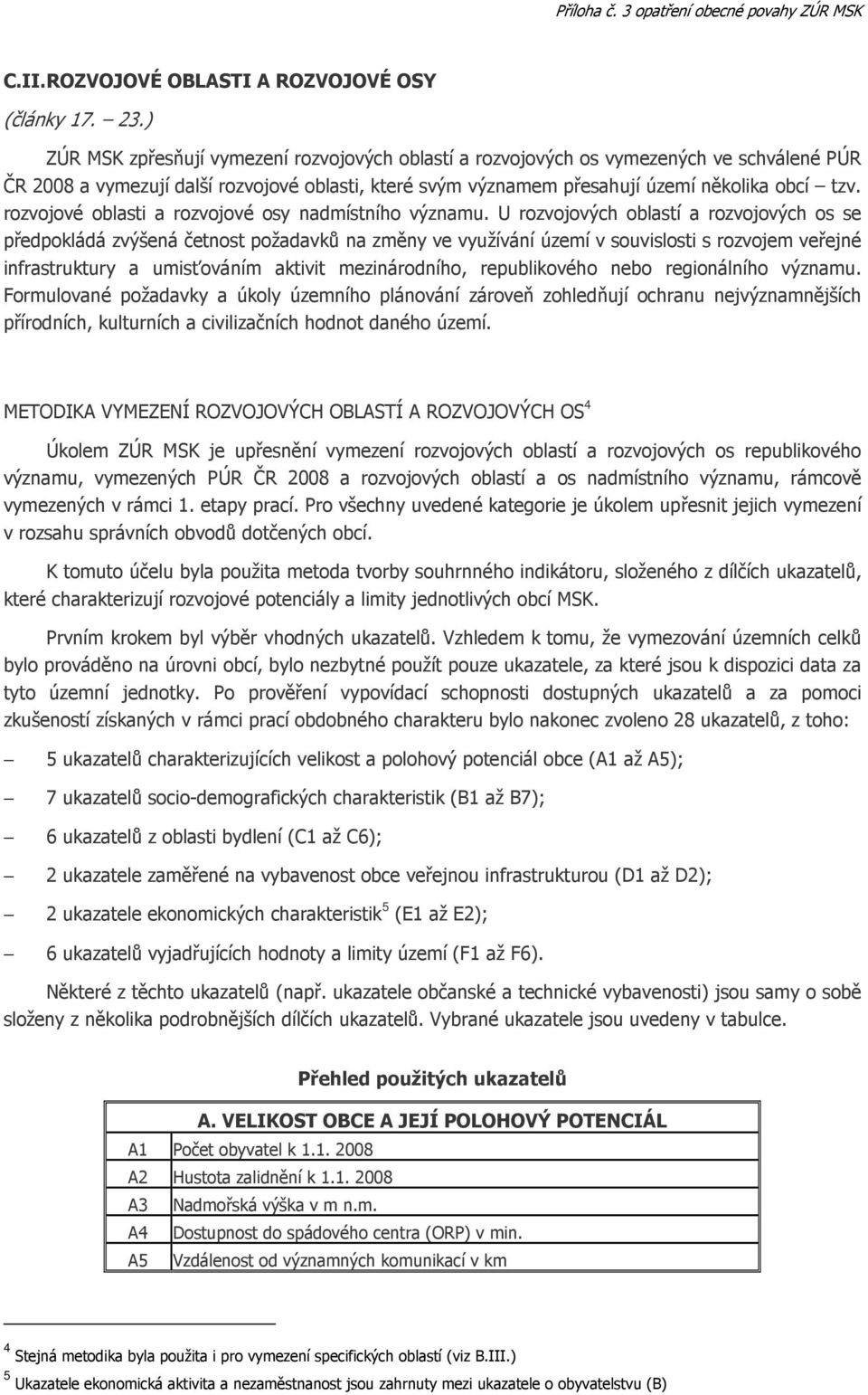 rozvojové oblasti a rozvojové osy nadmístního významu.