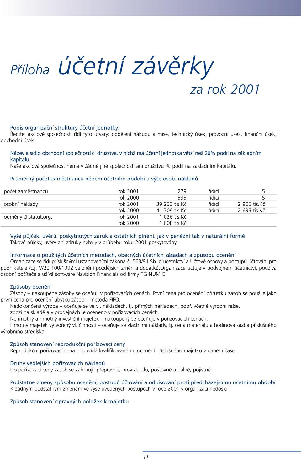 Naše akciová společnost nemá v žádné jiné společnosti ani družstvu % podíl na základním kapitálu. Průměrný počet zaměstnanců během účetního období a výše osob.