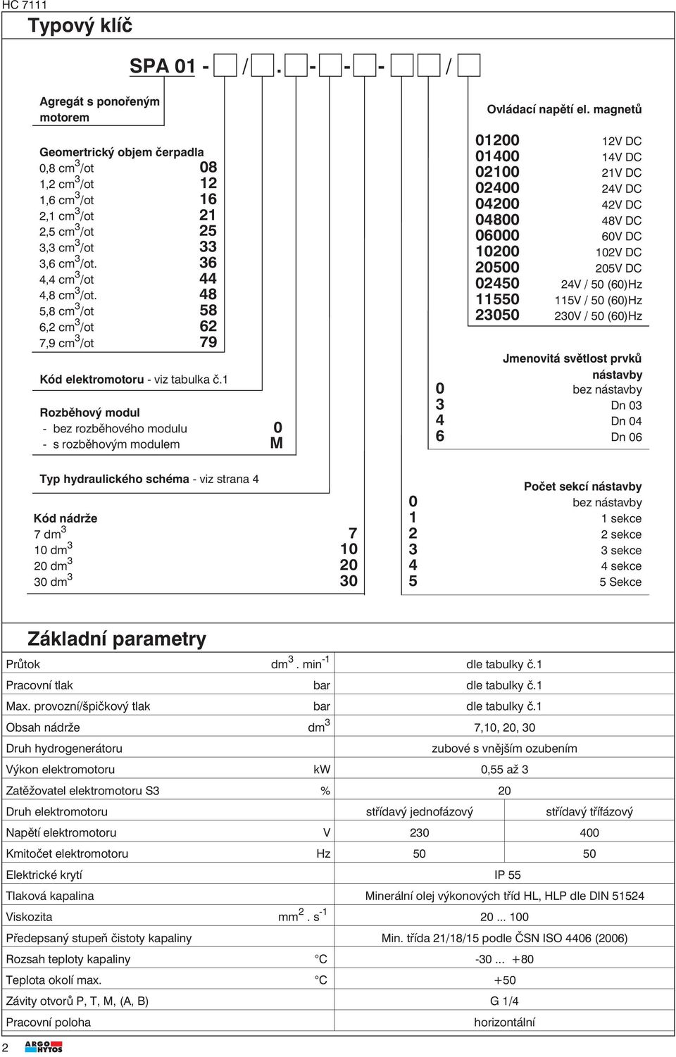 36 4,4 cm 3 /ot 44 4,8 cm 3 /ot. 48 5,8 cm 3 /ot 58 6,2 cm 3 /ot 62 7,9 cm 3 /ot 79 Kód elektromotoru - viz tabulka č.