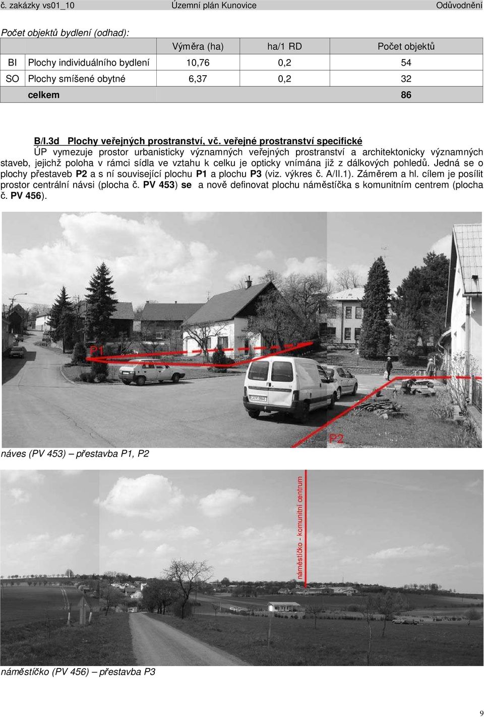 veřejné prostranství specifické ÚP vymezuje prostor urbanisticky významných veřejných prostranství a architektonicky významných staveb, jejichž poloha v rámci sídla ve vztahu k celku