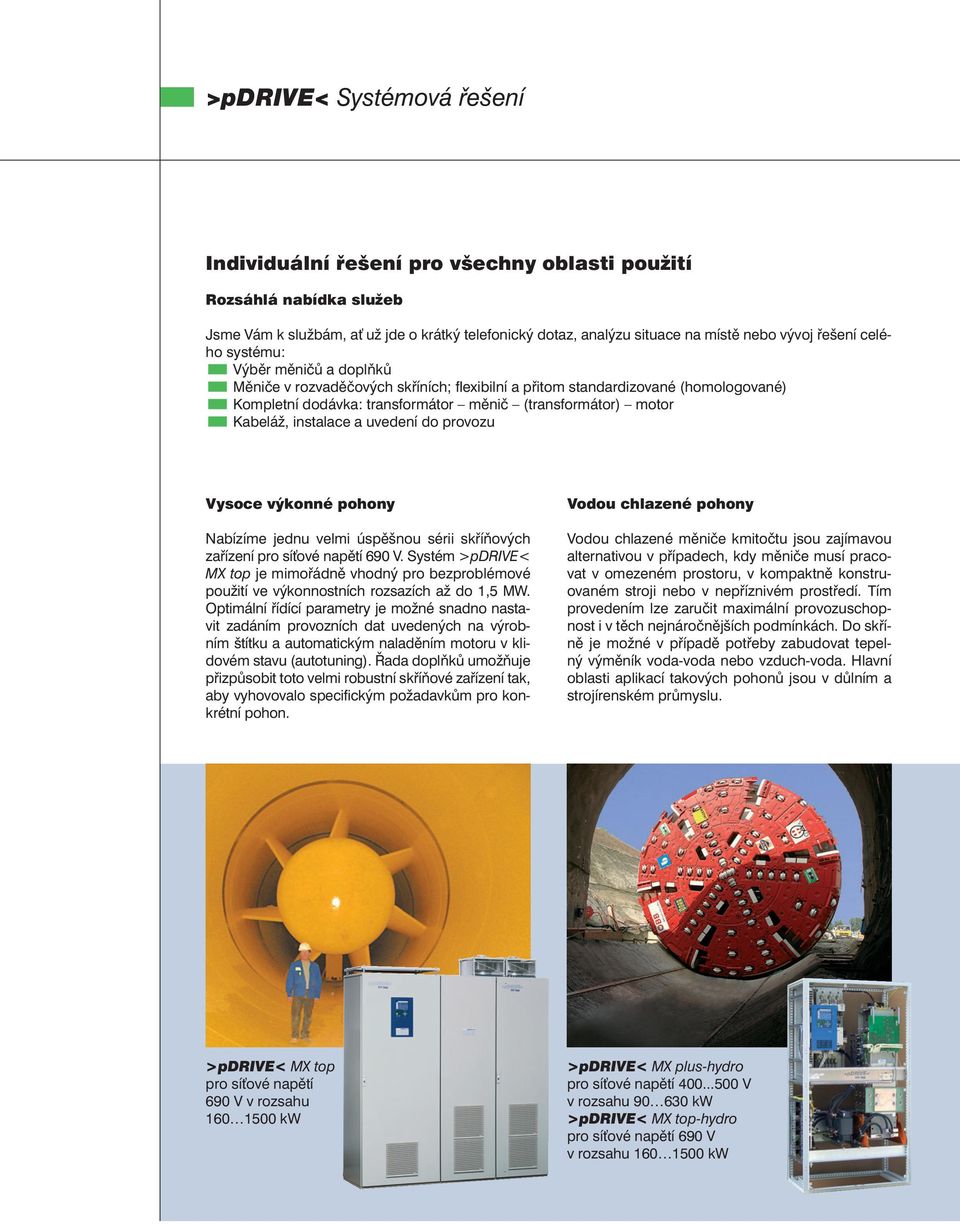 instalace a uvedení do provozu Vysoce výkonné pohony Nabízíme jednu velmi úspěšnou sérii skříňových zařízení pro síťové napětí 690 V.