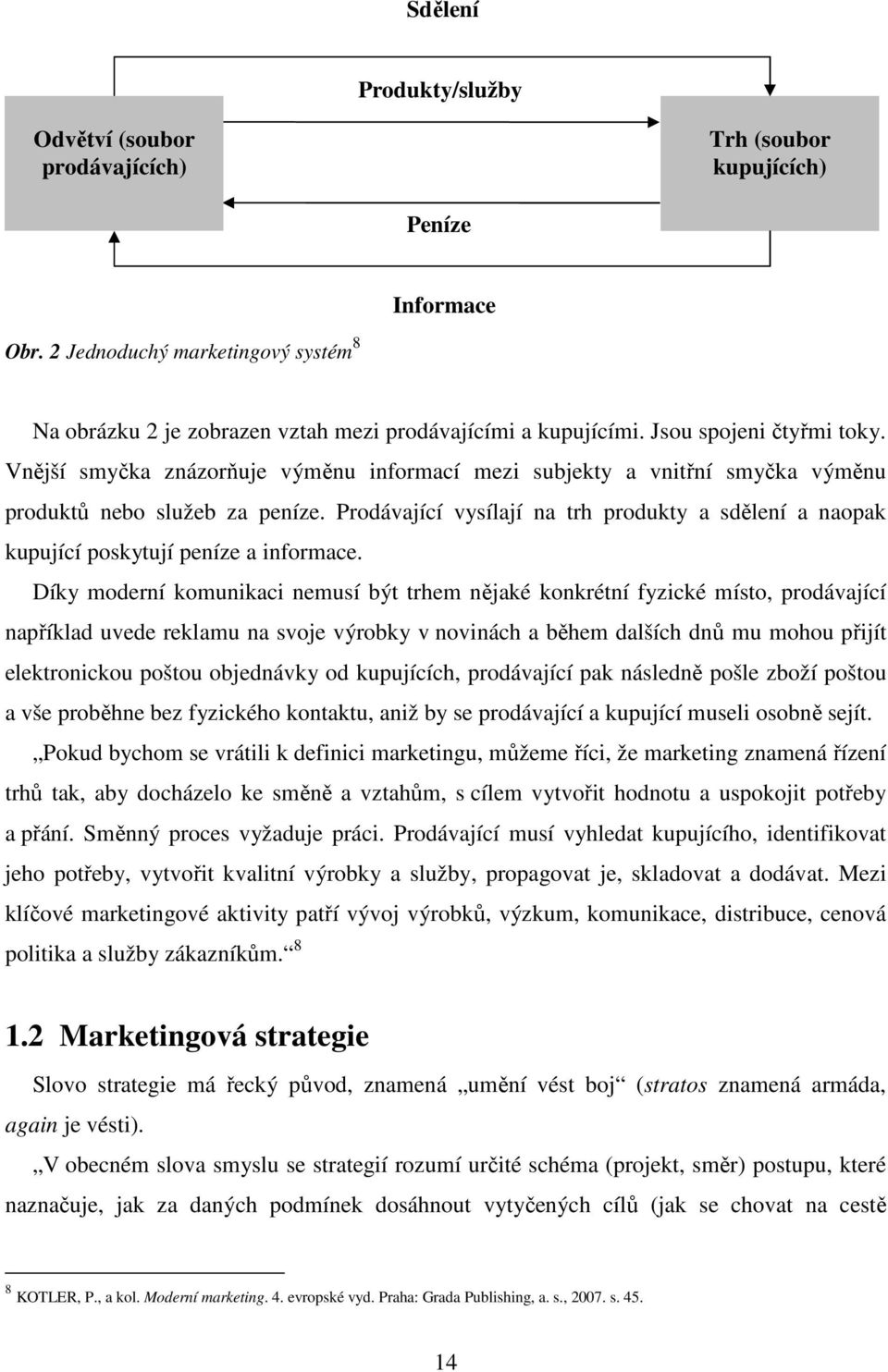 Prodávající vysílají na trh produkty a sdělení a naopak kupující poskytují peníze a informace.