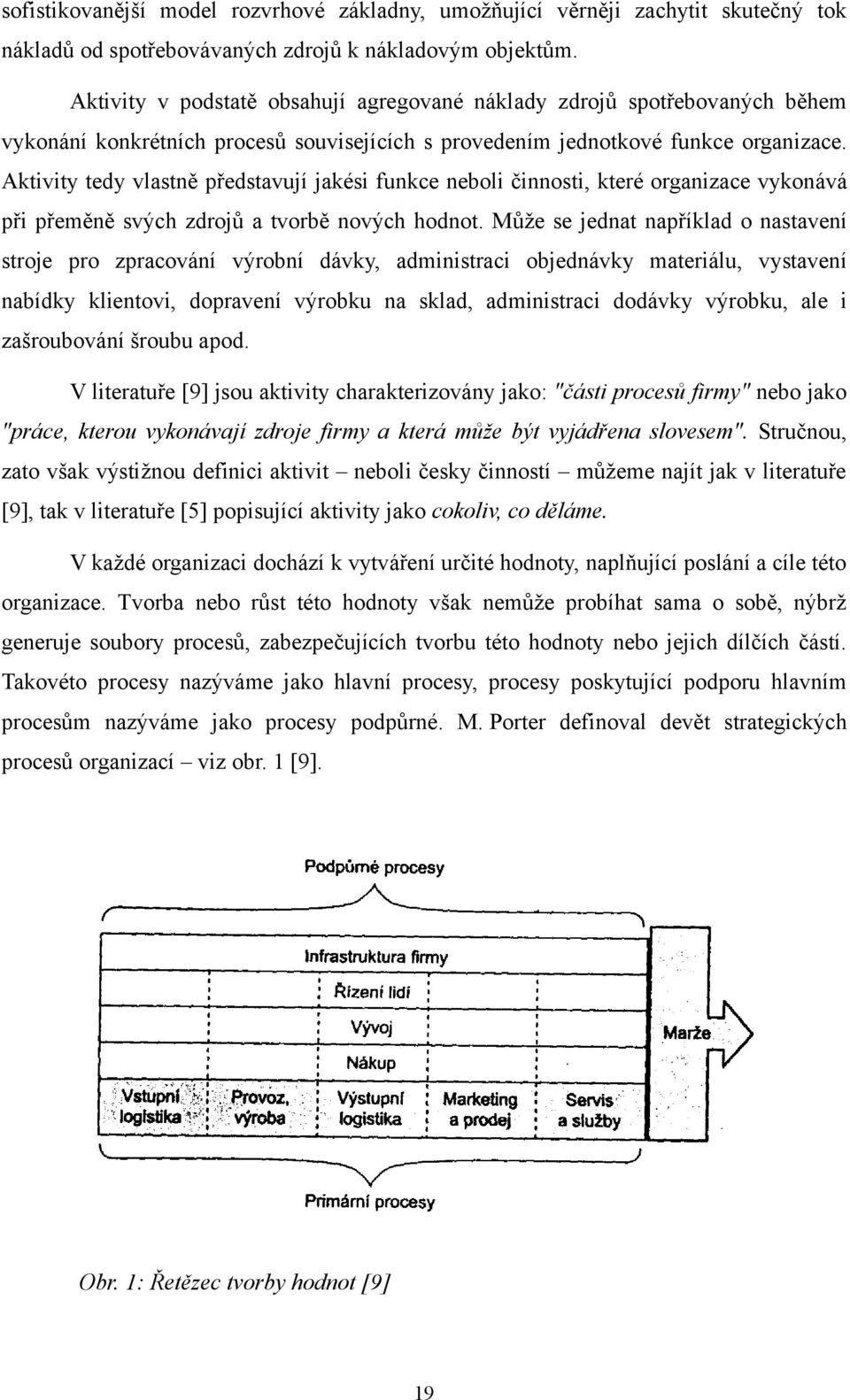 Aktivity tedy vlastně představují jakési funkce neboli činnosti, které organizace vykonává při přeměně svých zdrojů a tvorbě nových hodnot.