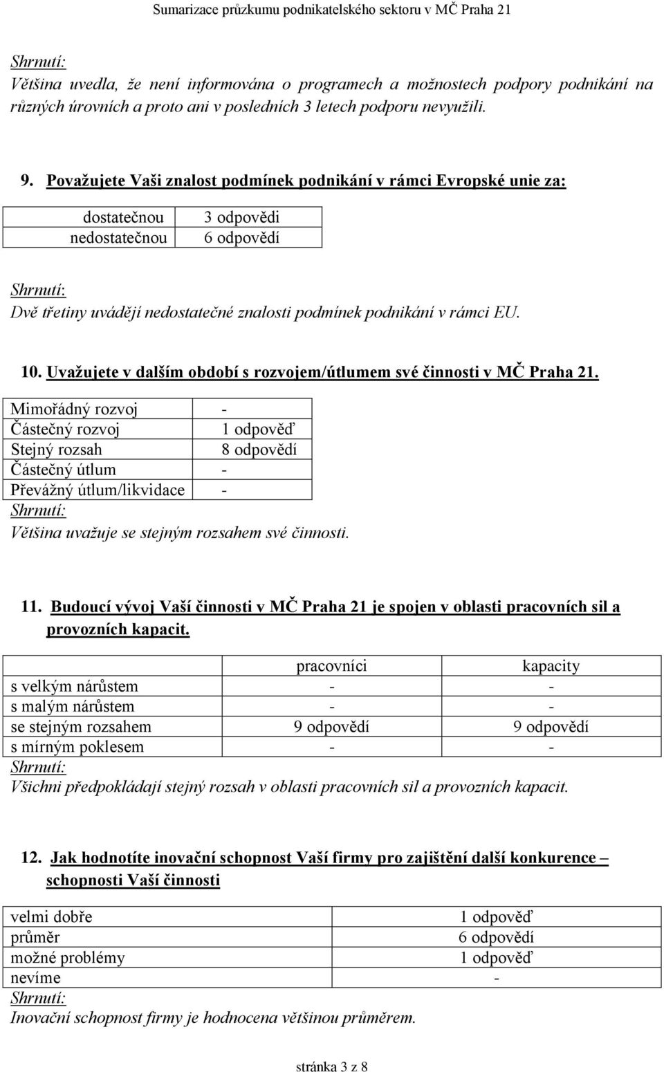 Uvažujete v dalším období s rozvojem/útlumem své činnosti v MČ Praha 21.