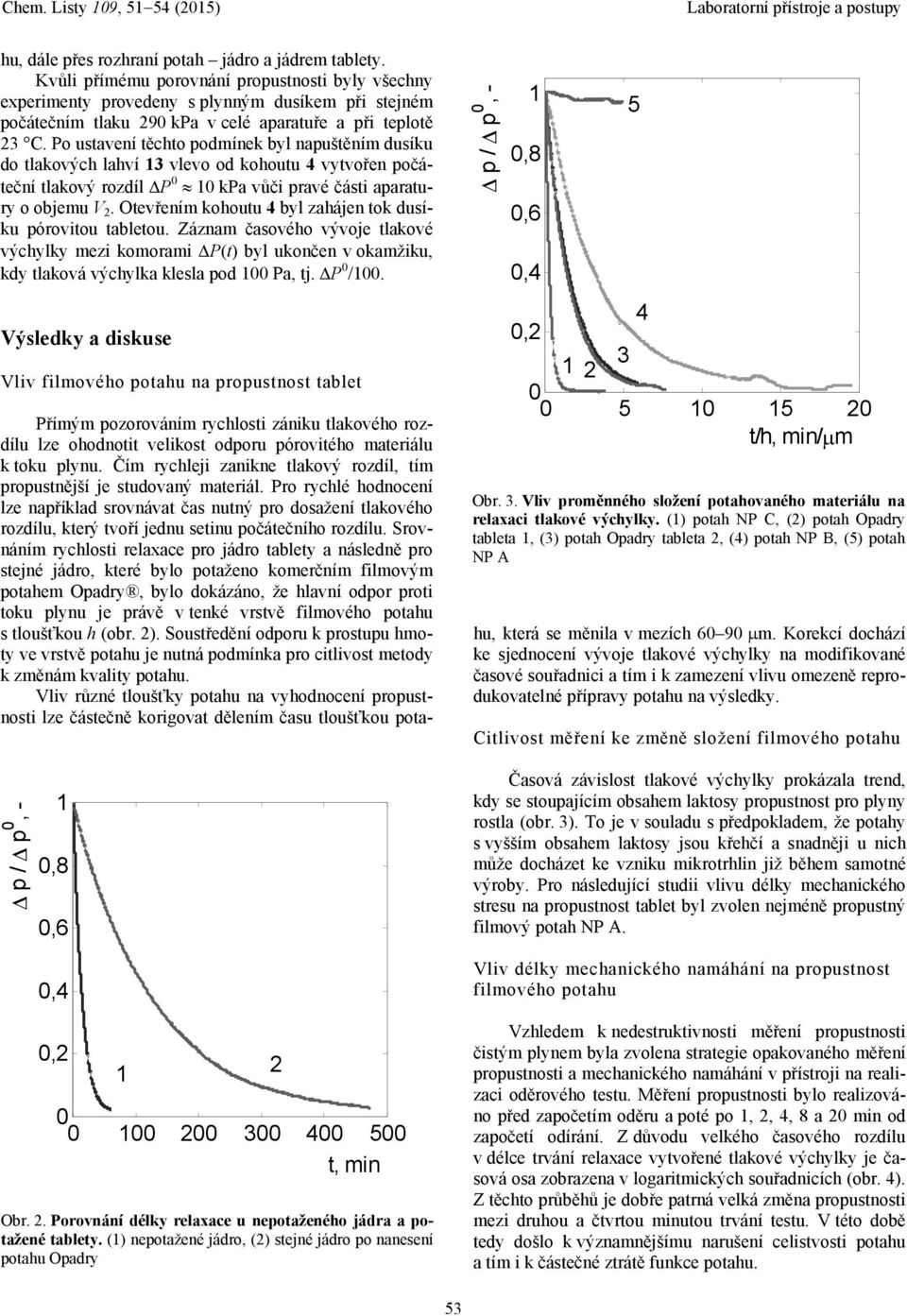 Po ustavení těchto podmínek byl napuštěním dusíku do tlakových lahví 3 vlevo od kohoutu 4 vytvořen počáteční tlakový rozdíl P kpa vůči pravé části aparatury o objemu V.