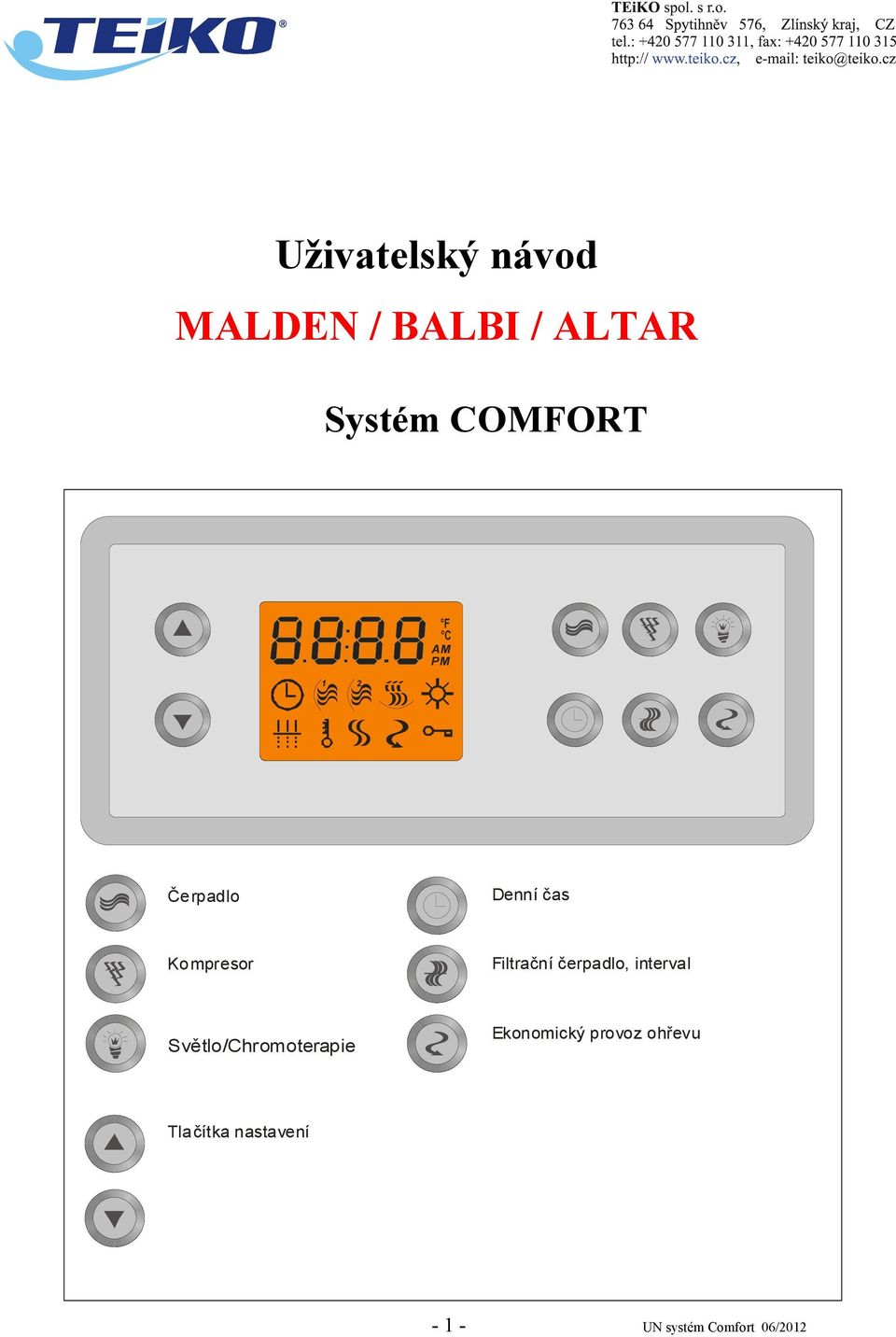 Filtrační čerpadlo, interval Světlo/Chromoterapie