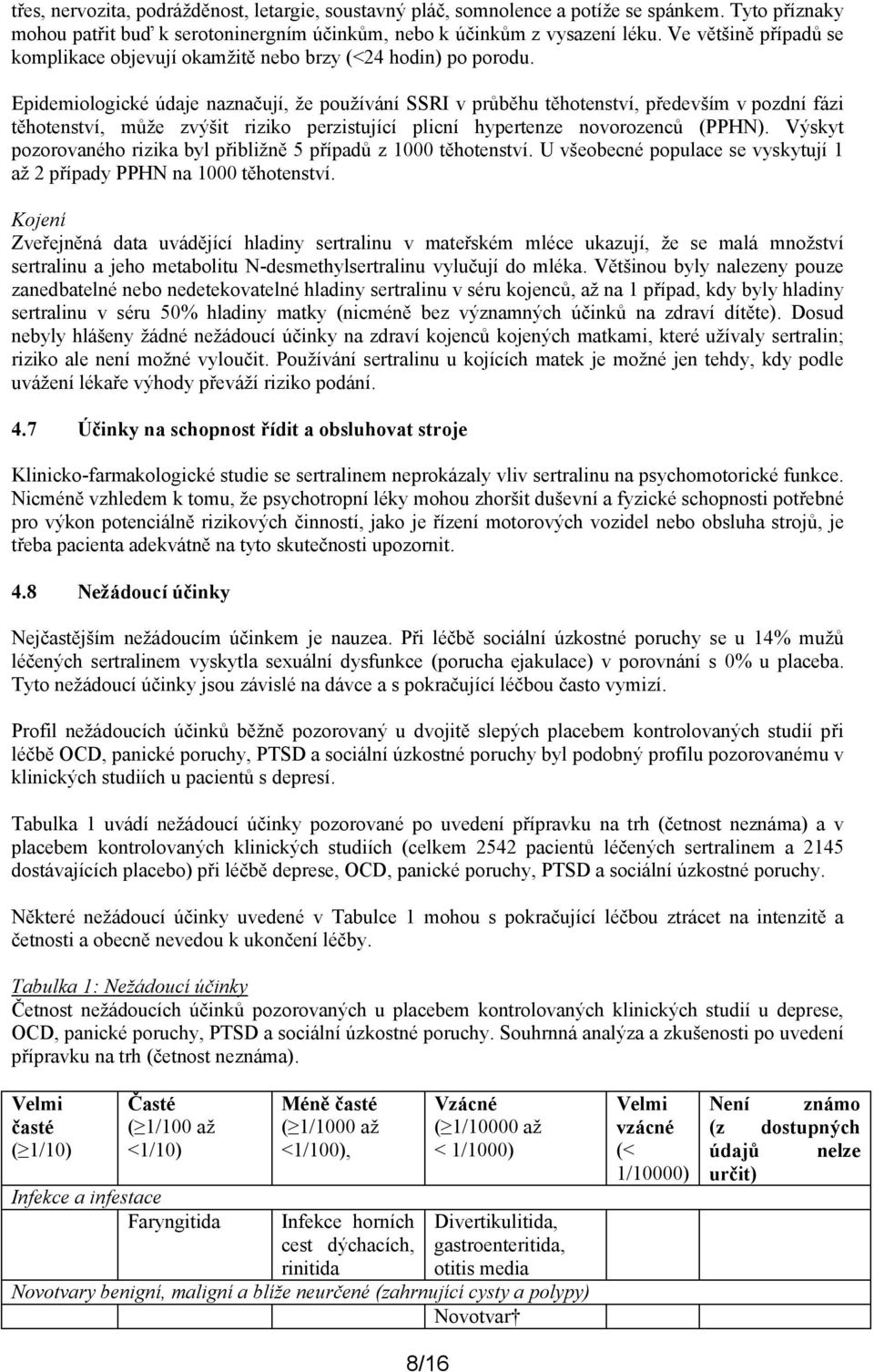 Epidemiologické údaje naznačují, že používání SSRI v průběhu těhotenství, především v pozdní fázi těhotenství, může zvýšit riziko perzistující plicní hypertenze novorozenců (PPHN).