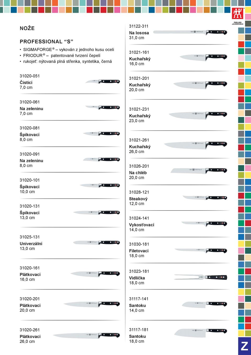 31020-091 Na zeleninu 8,0 cm 31020-101 10,0 cm 31020-131 13,0 cm 31025-131 Univerzální 13,0 cm 31021-231 23,0 cm 31021-261 31026-201 Na