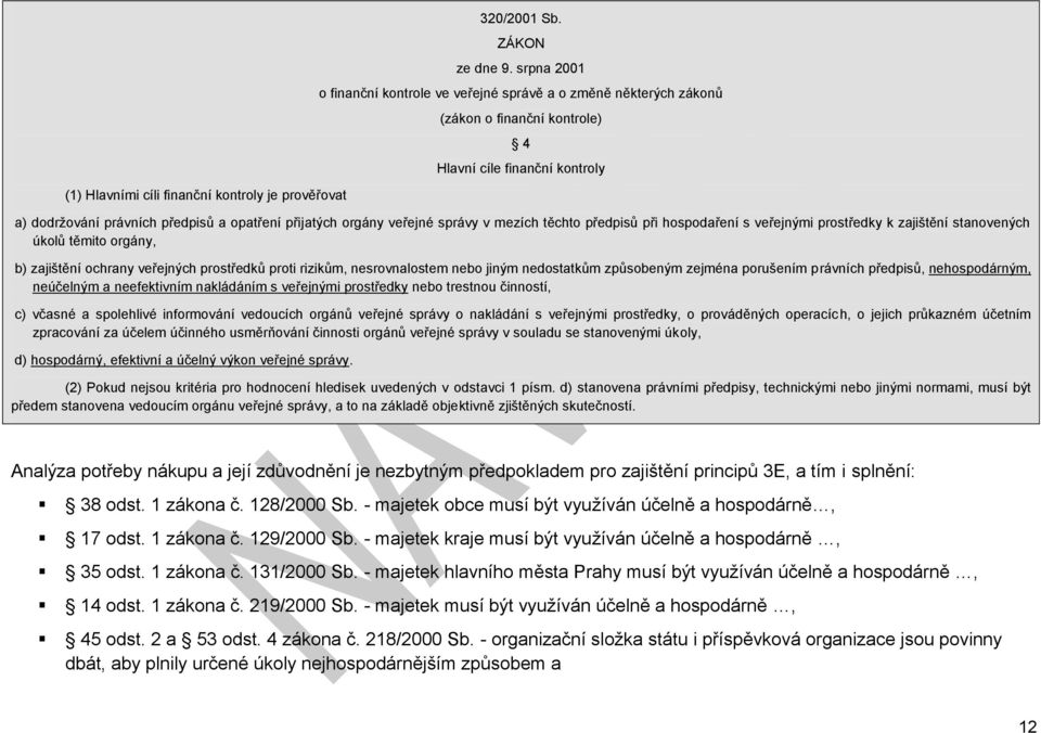 veřejné správy v mezích těchto předpisů při hospodaření s veřejnými prostředky k zajištění stanovených úkolů těmito orgány, b) zajištění ochrany veřejných prostředků proti rizikům, nesrovnalostem